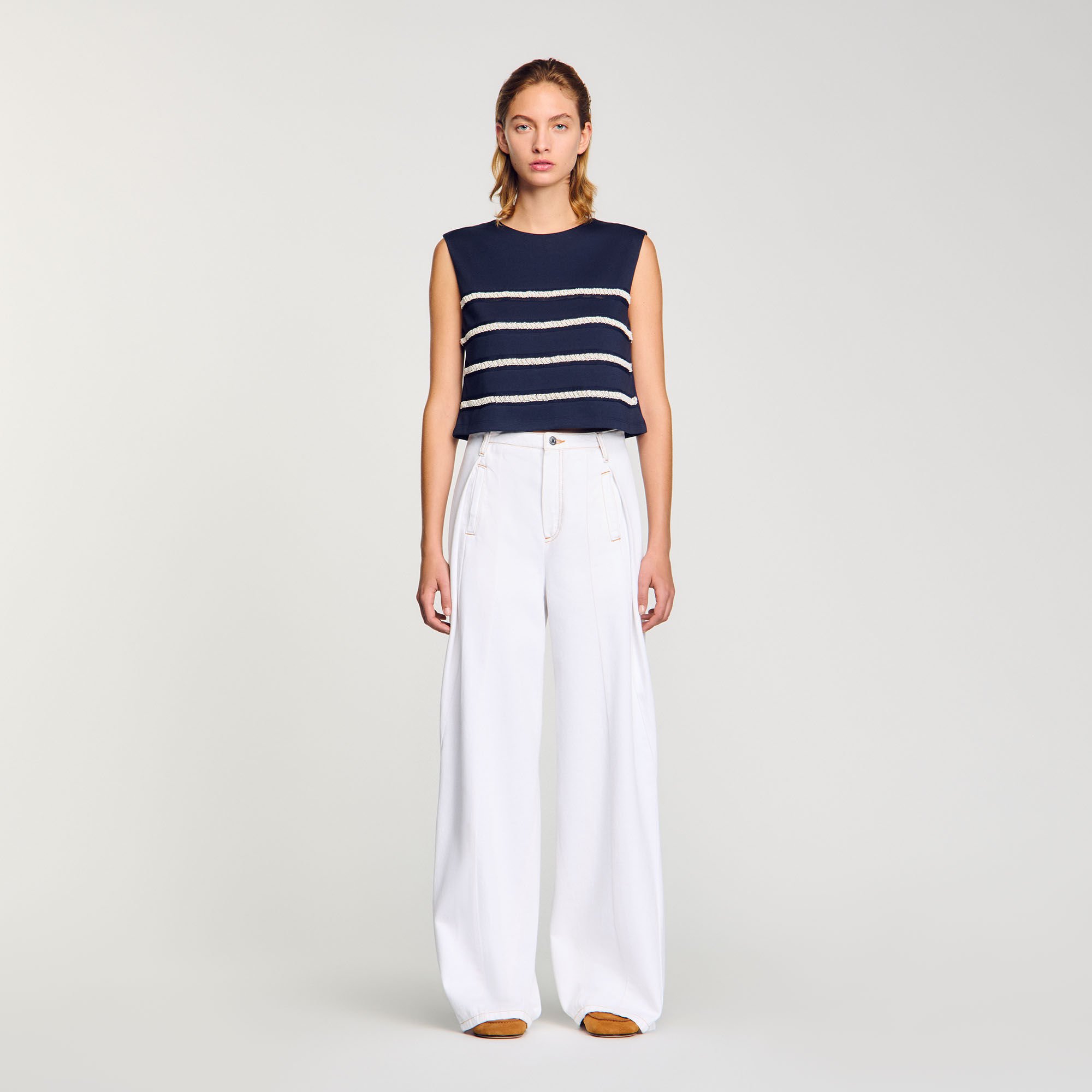 Sleeveless striped T-shirt