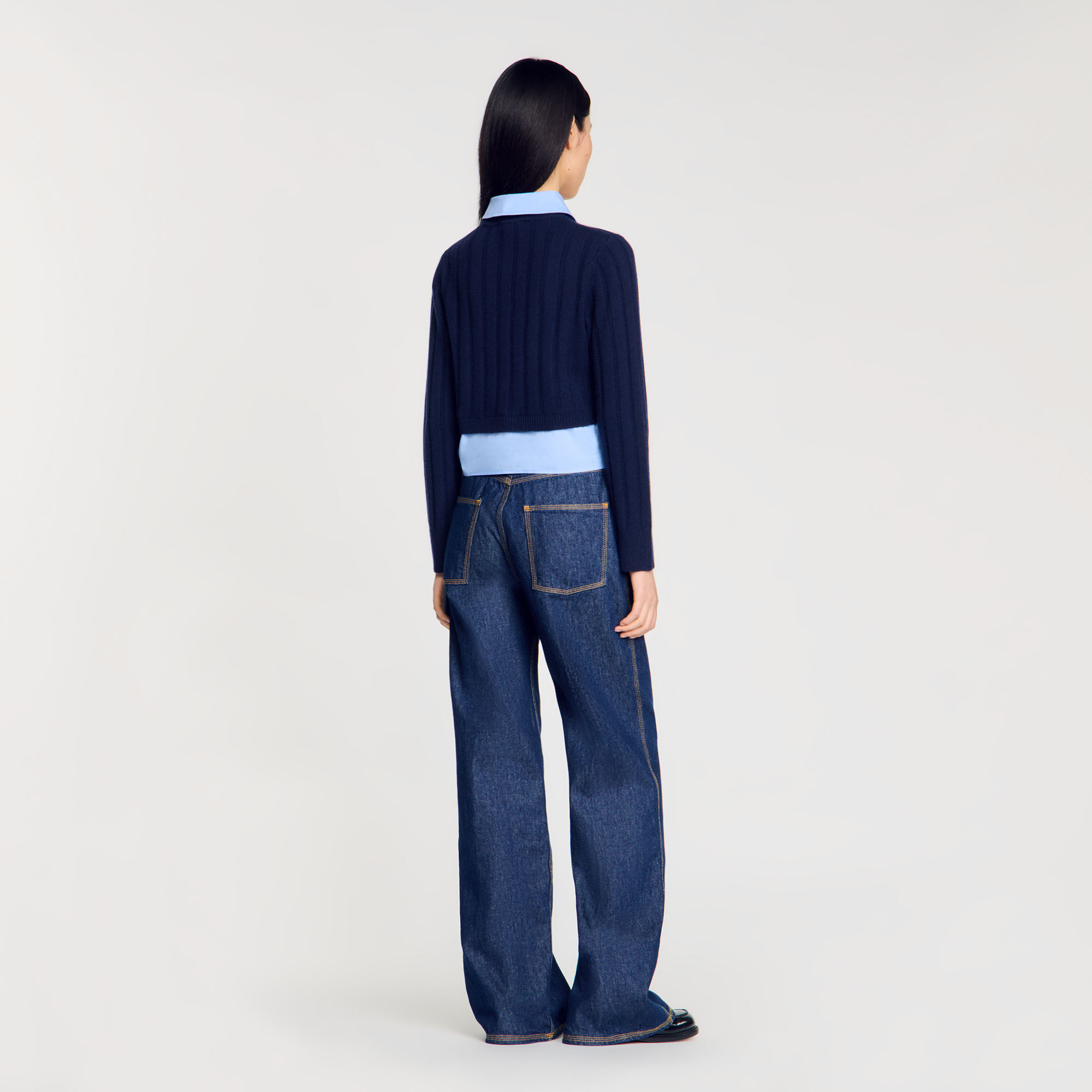Cropped wool and cashmere sweater