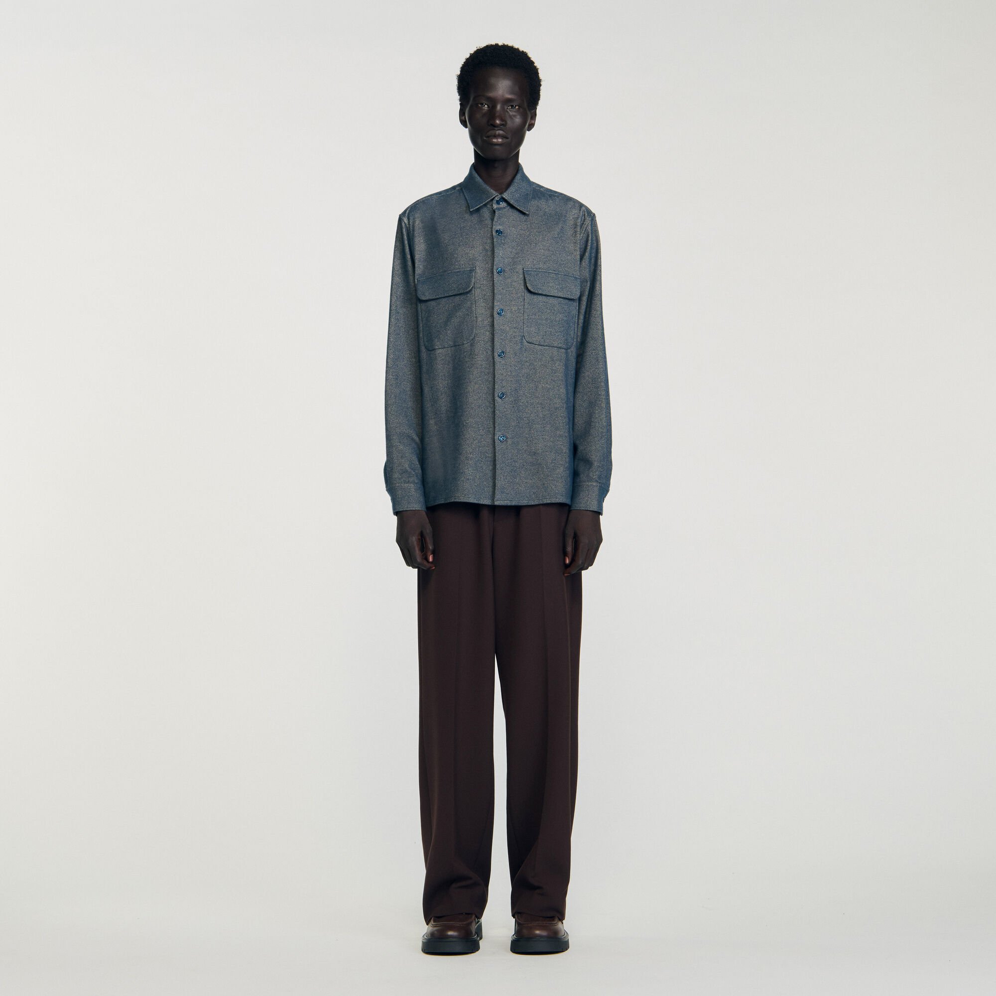 Flap pocket flannel shirt