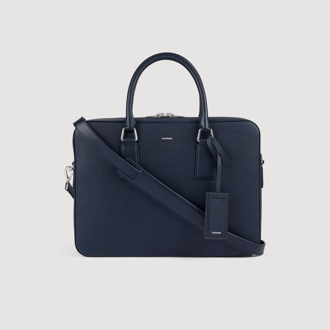 Large grained leather briefcase