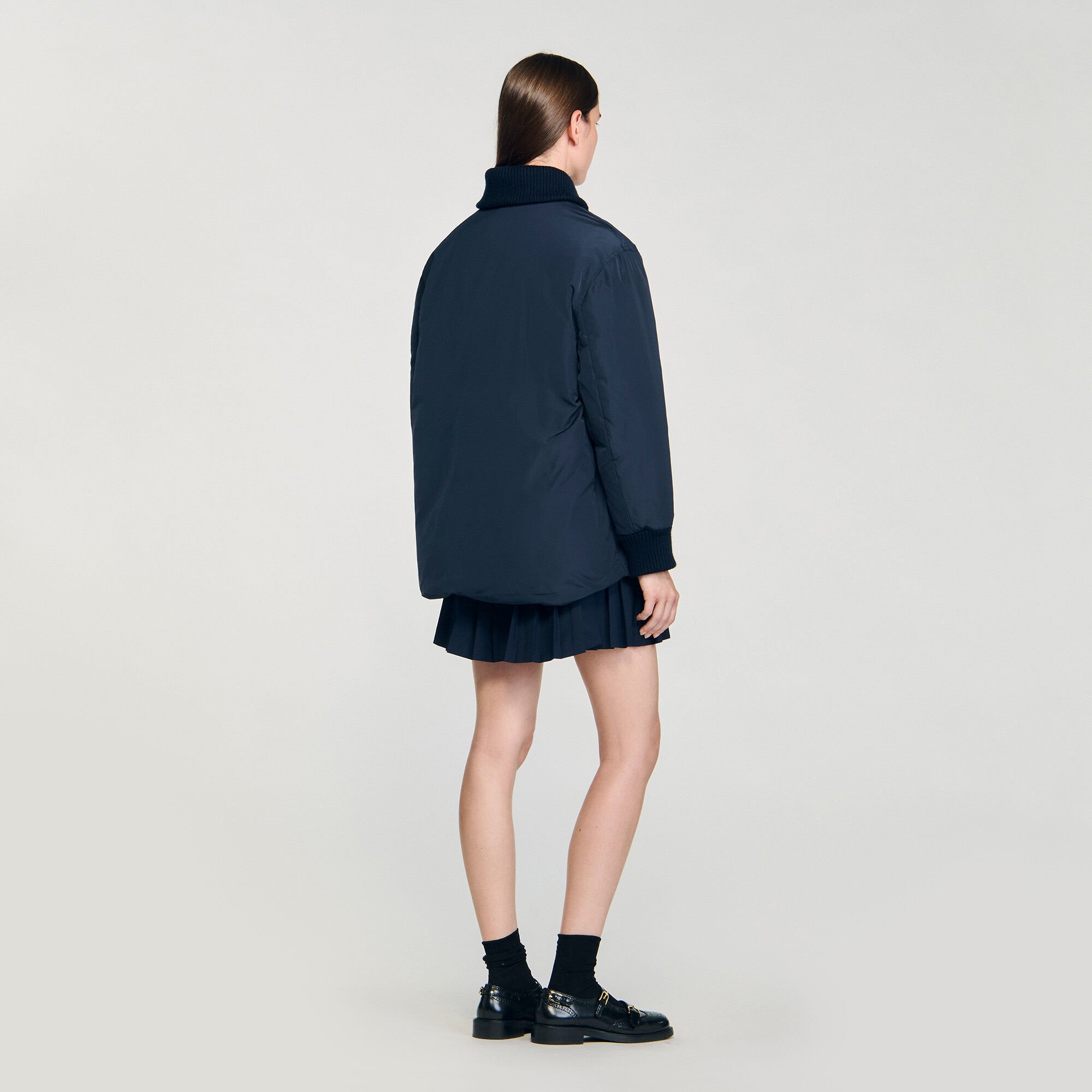 Puffer jacket with teddy collar