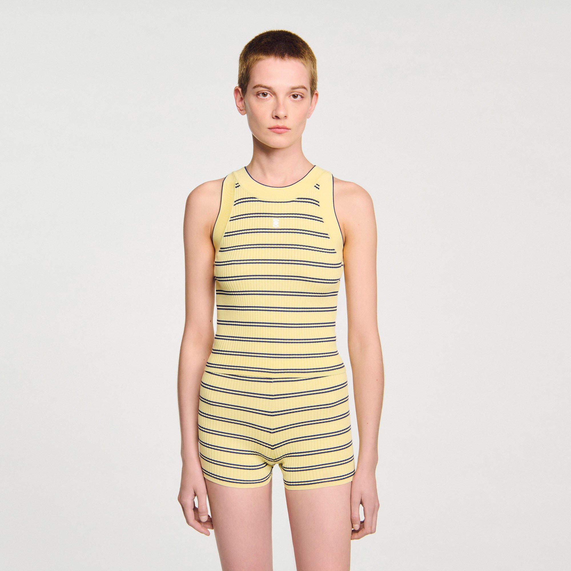 Striped knit vest top