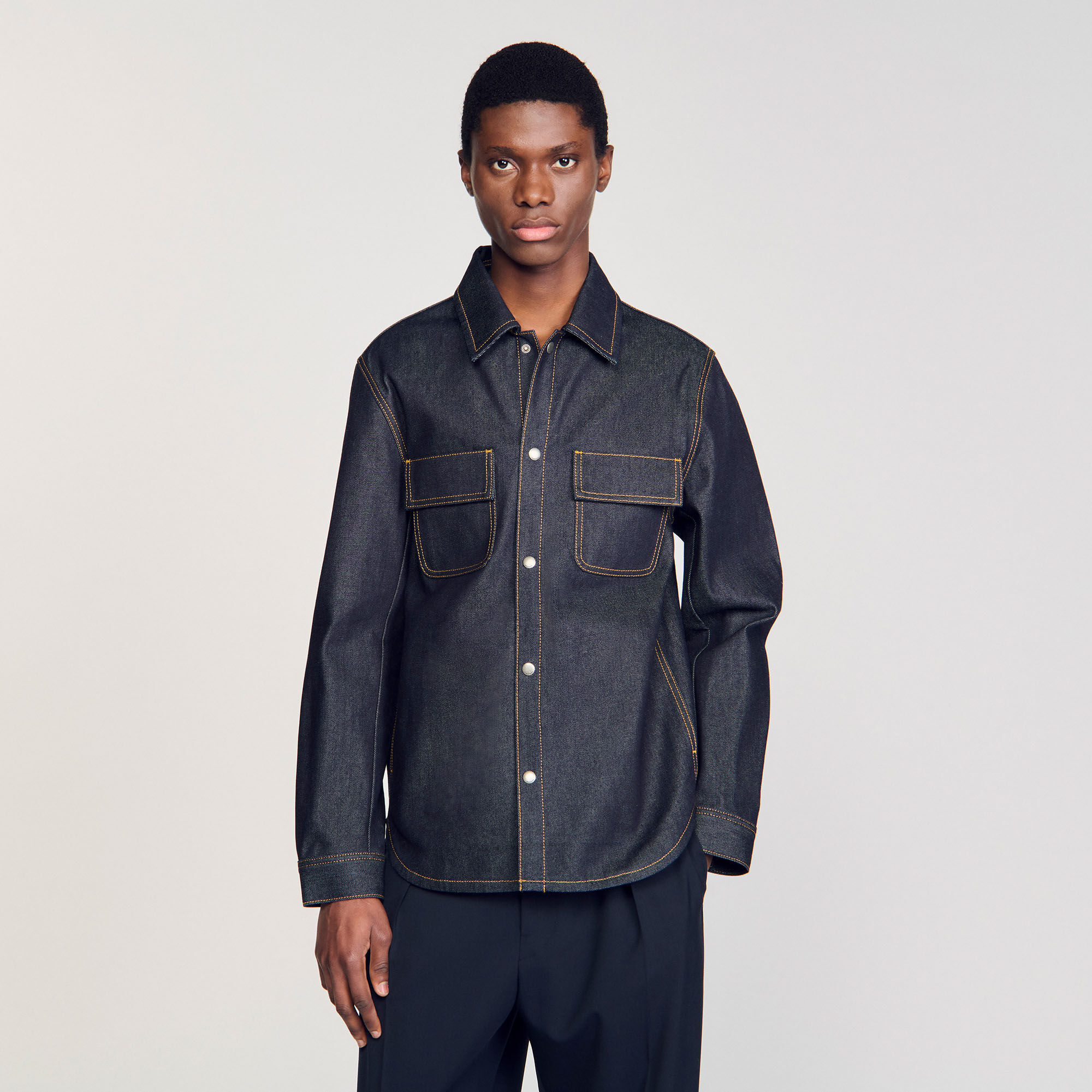 Denim oversized shirt for Men | Sandro Paris