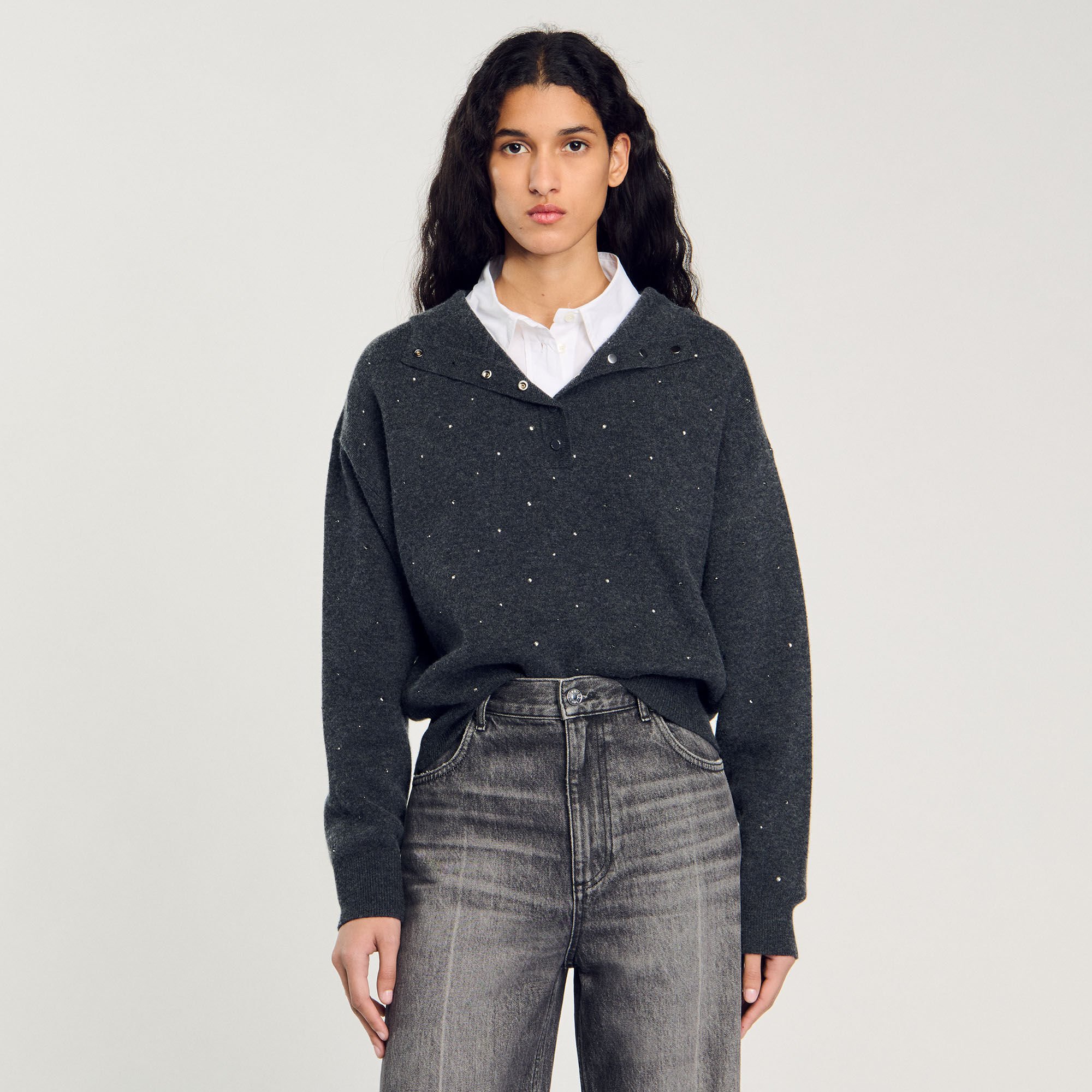 Rhinestone Hooded Sweater