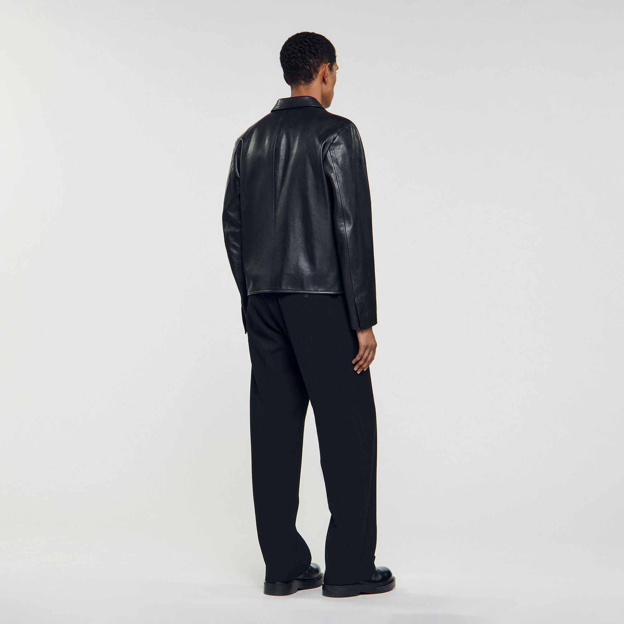 Zip-up leather jacket