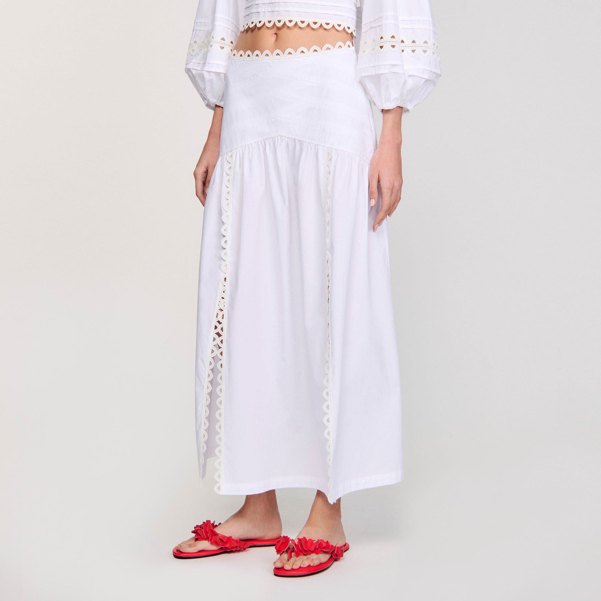 Long poplin skirt