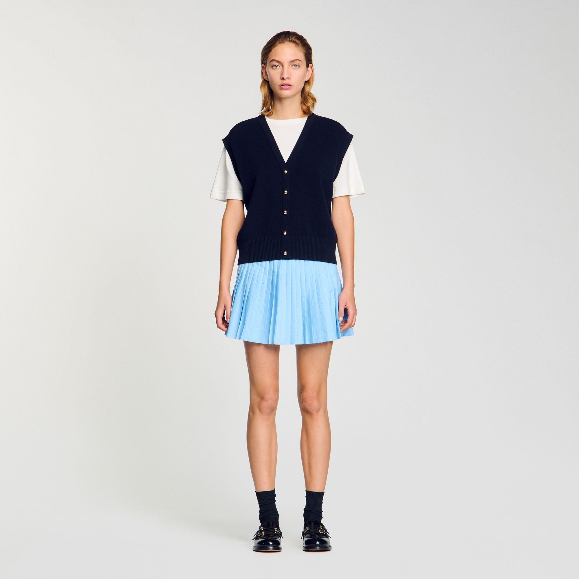 Two-tone wool and cashmere sweater