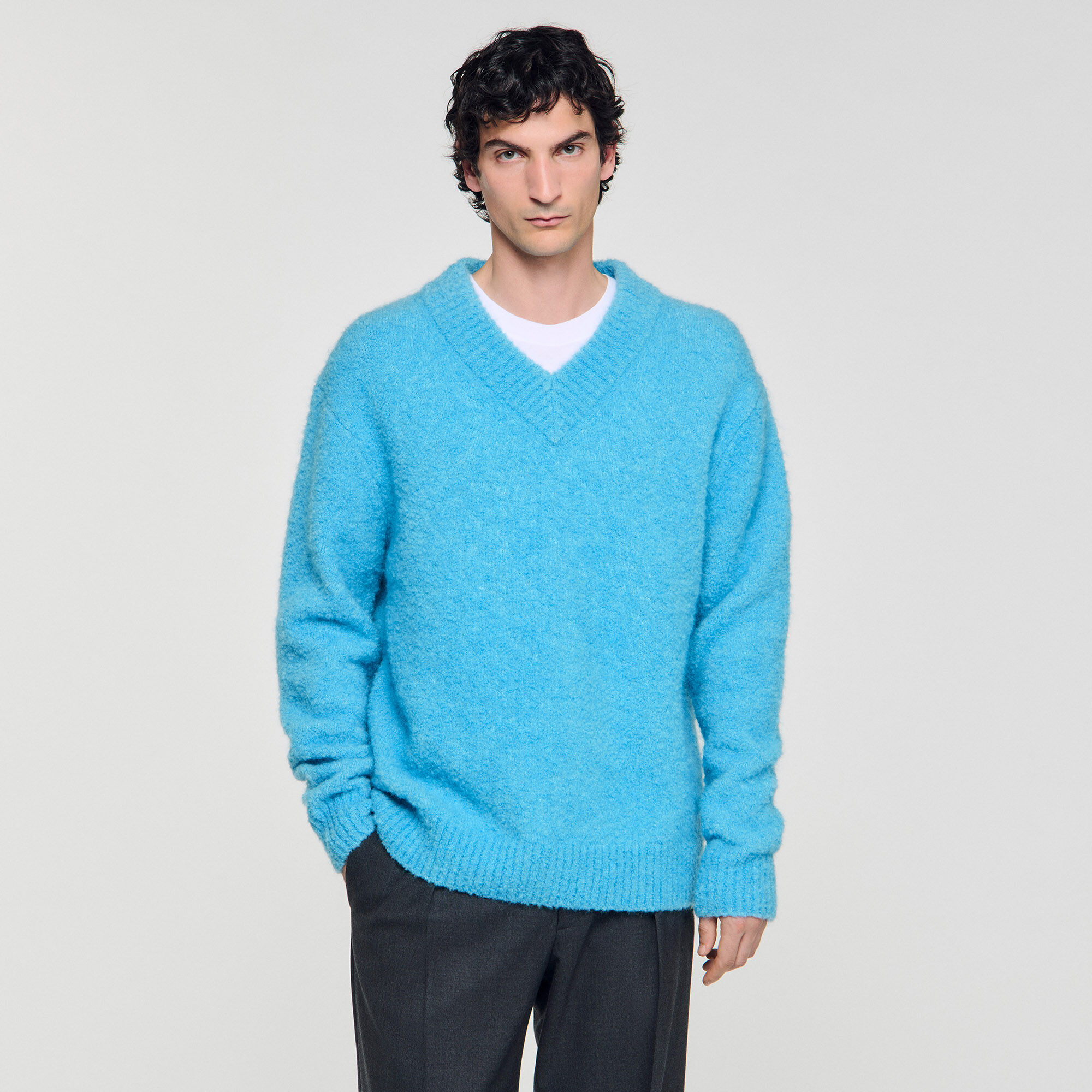 V-neck long-sleeve sweater