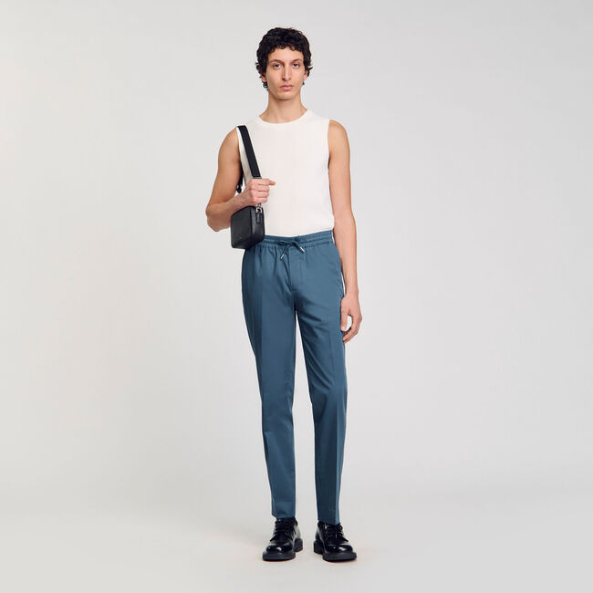 Elasticated straight-leg trousers