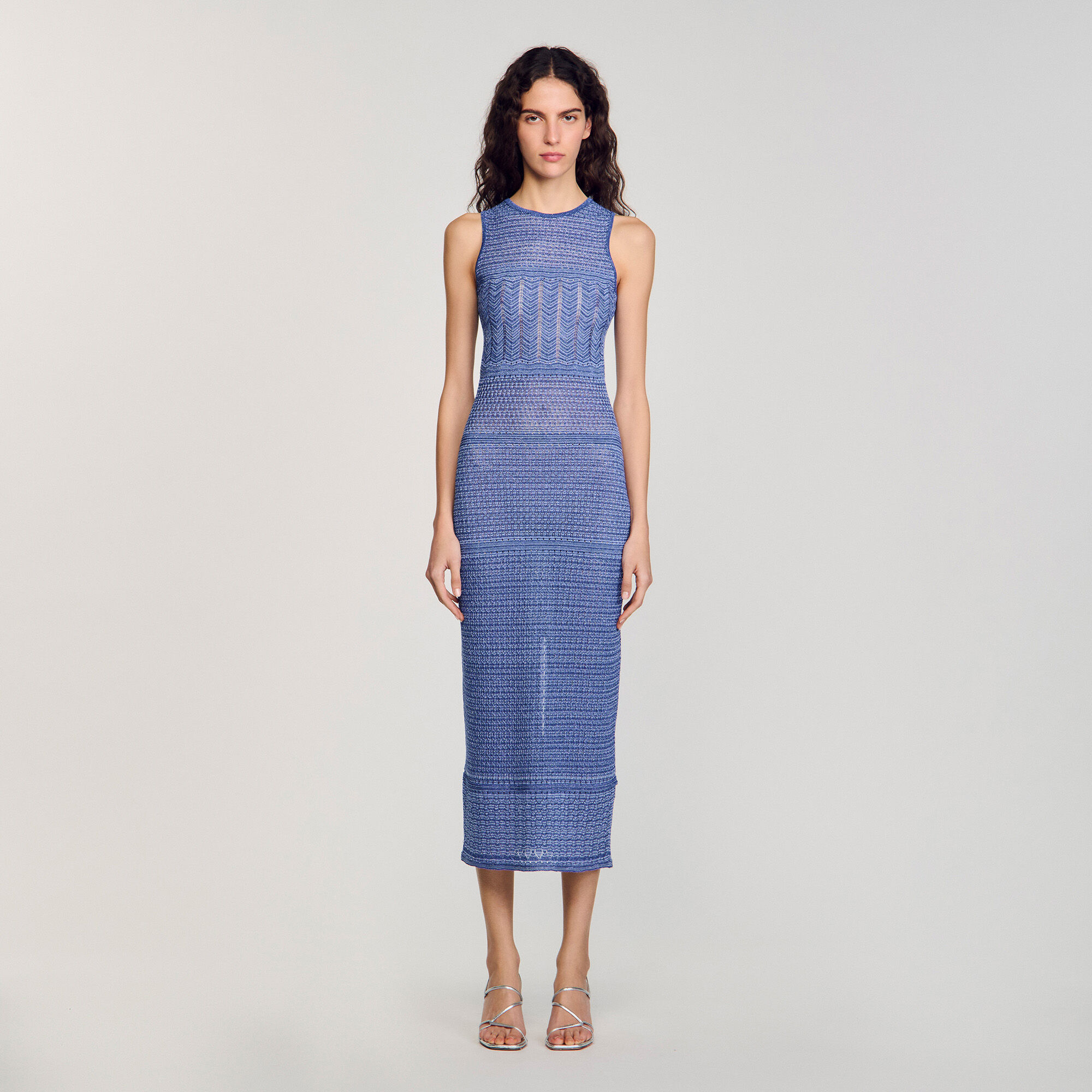 Knit midi dress blue For Women | Sandro Paris
