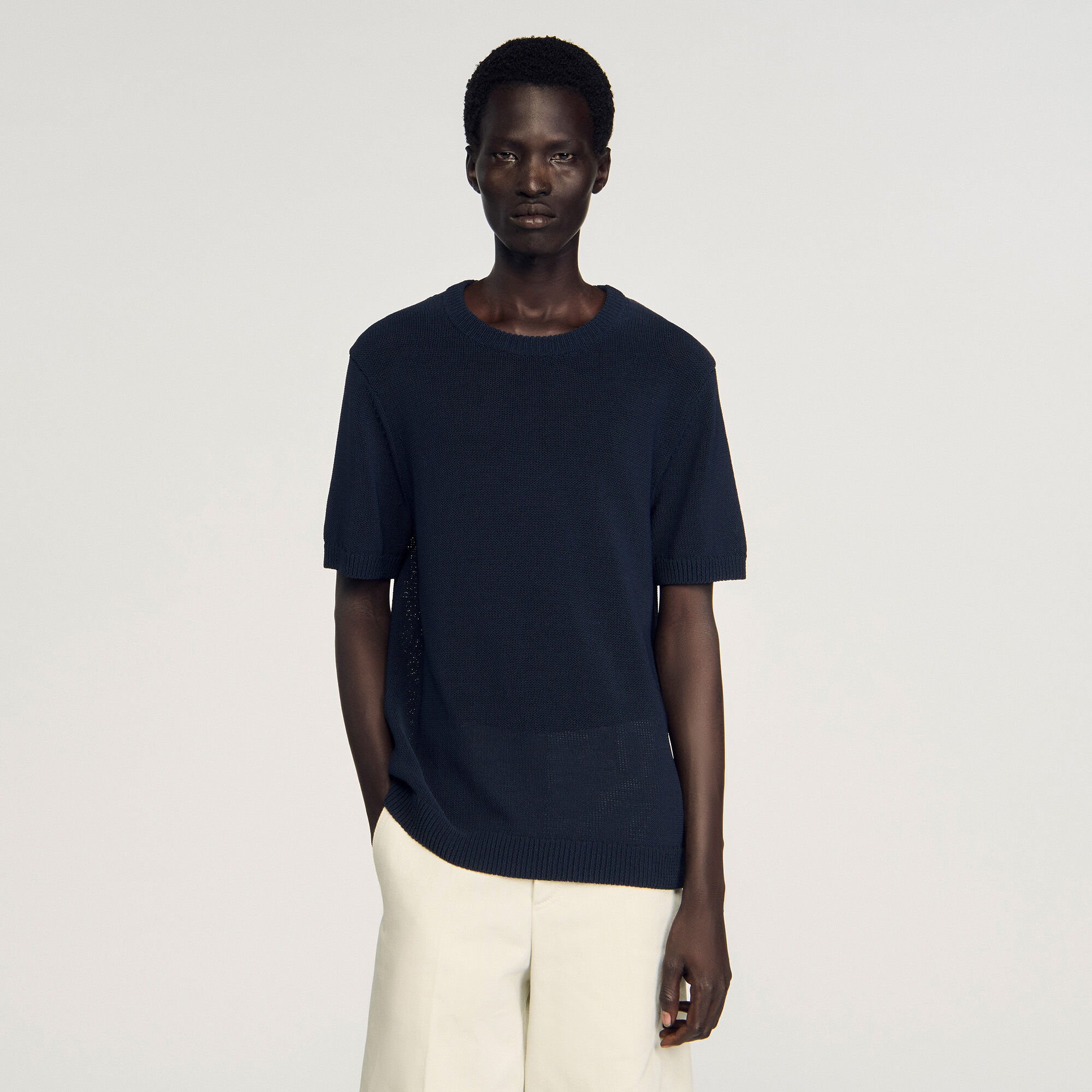 Fine knit T-shirt