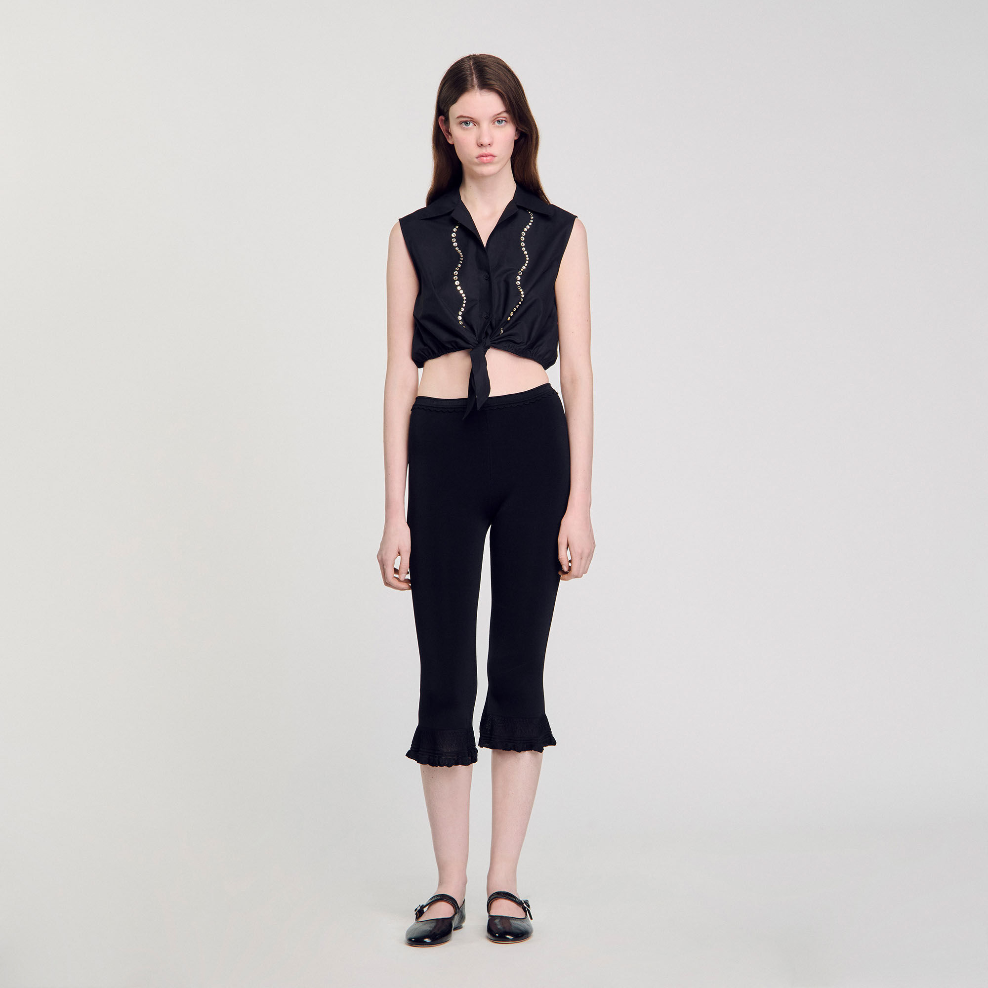 Rhinestone cropped shirt