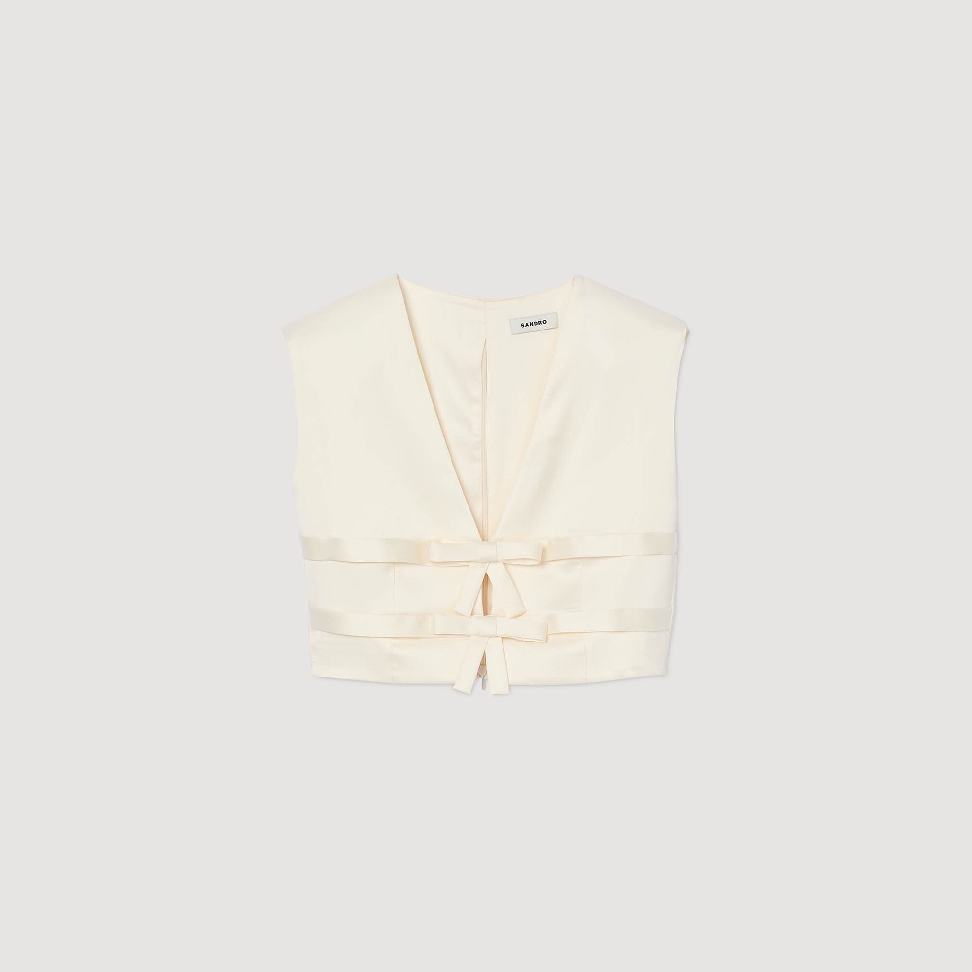 Sleeveless satin crop top