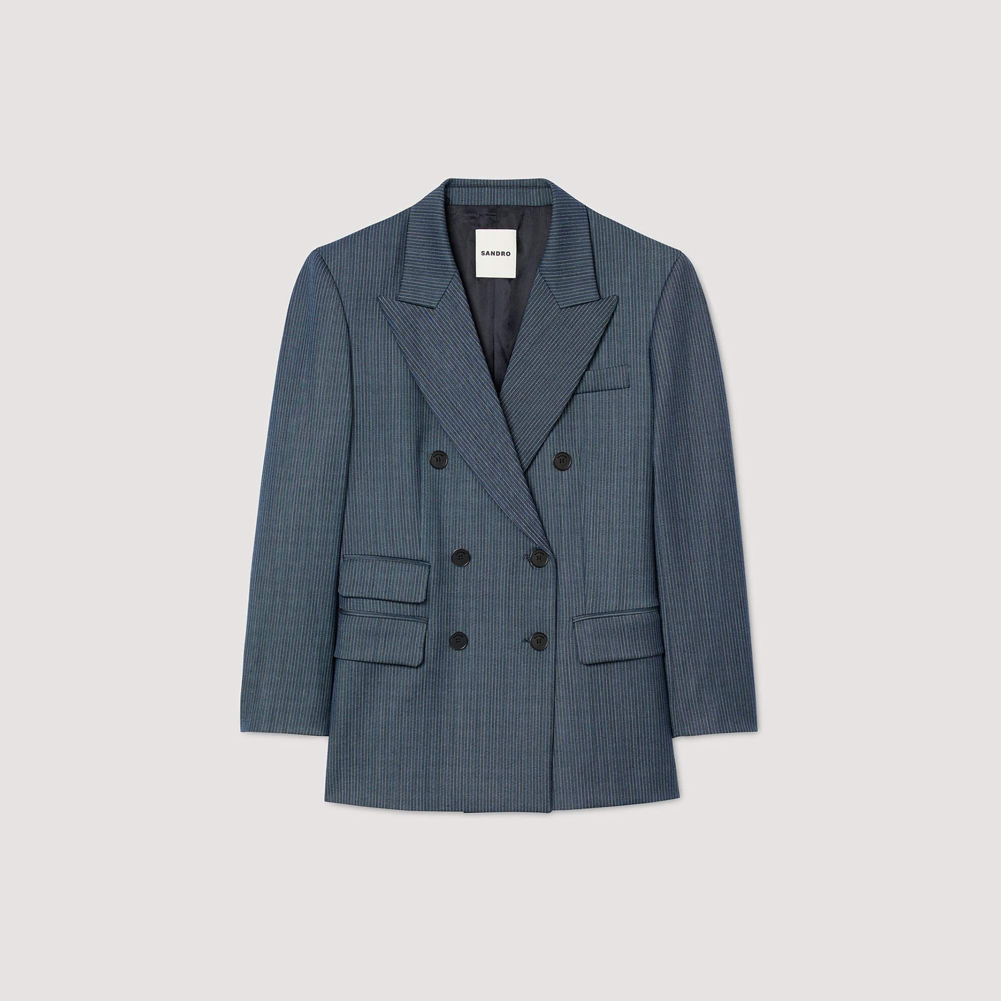 Striped tailored jacket blue For Women | Sandro Paris