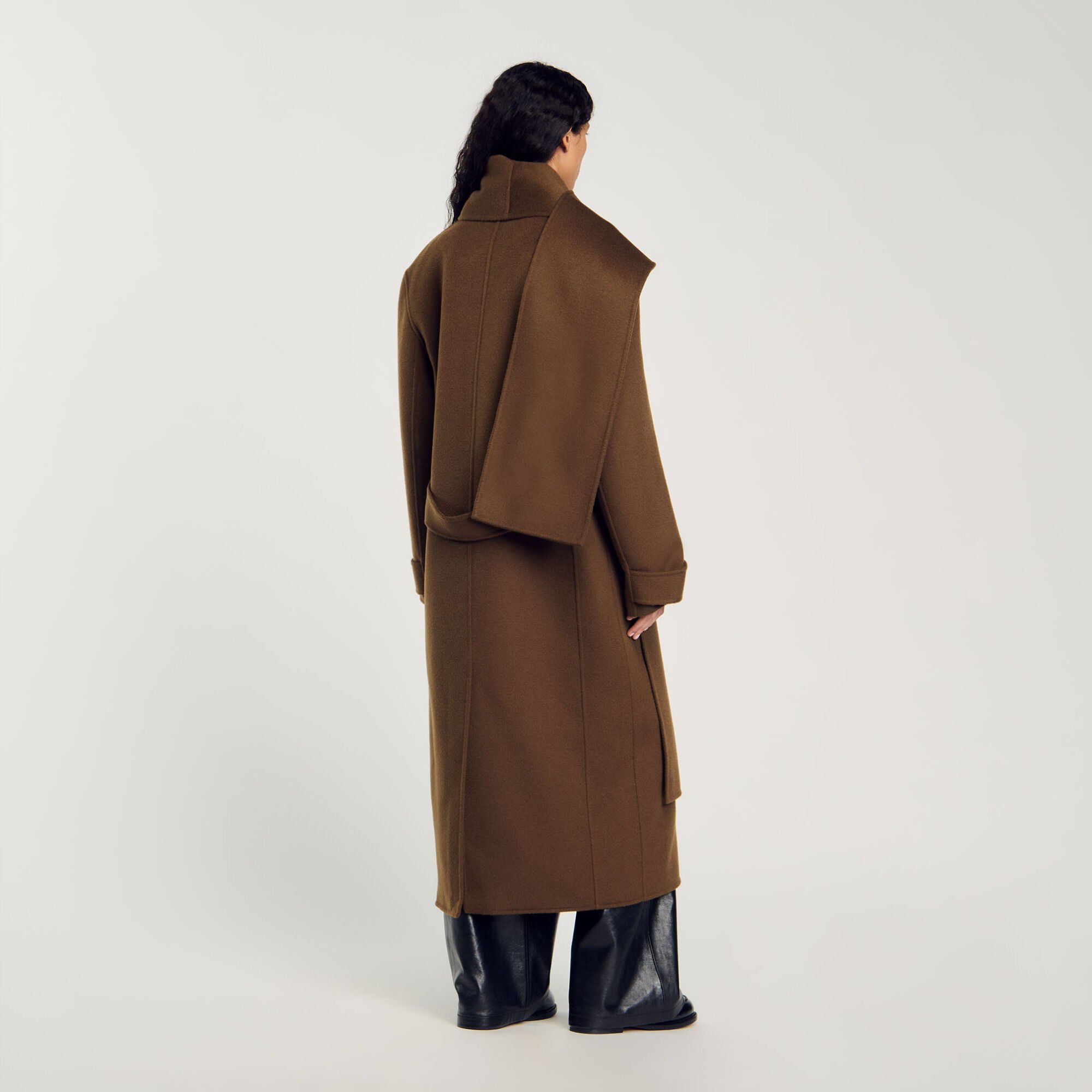 Oversized Wool Coat with removable scarf