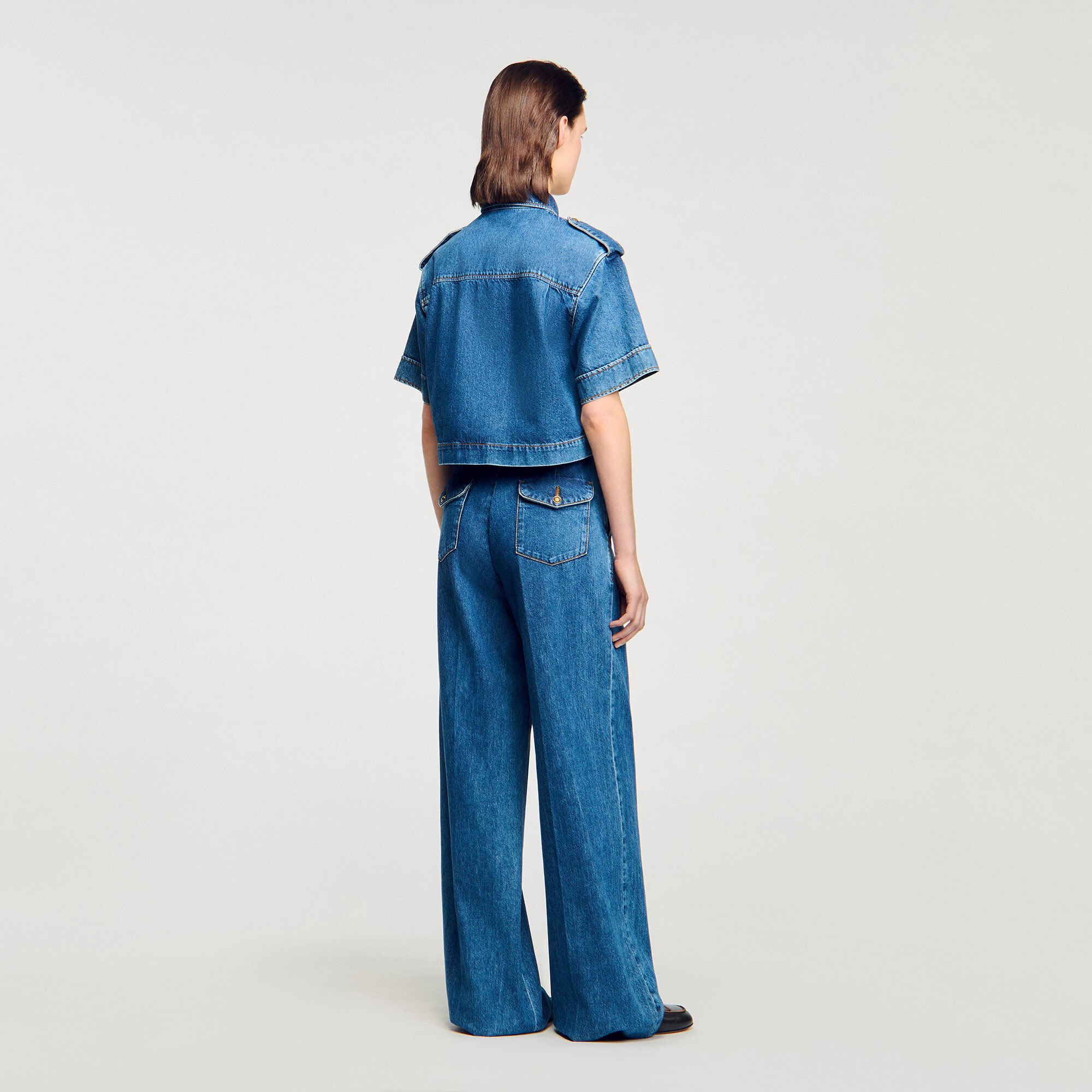 Cropped denim shirt