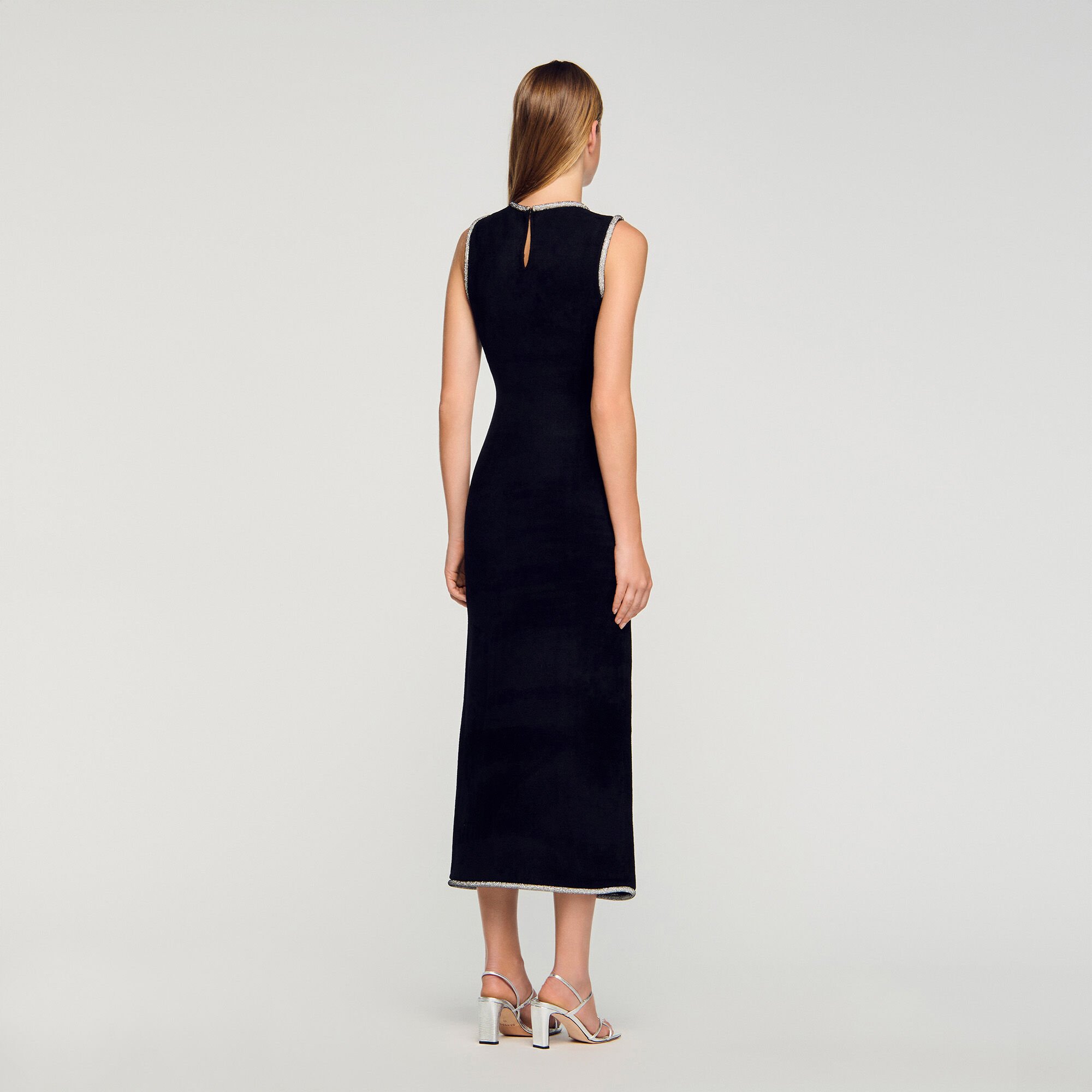 Rhinestone slit maxi dress