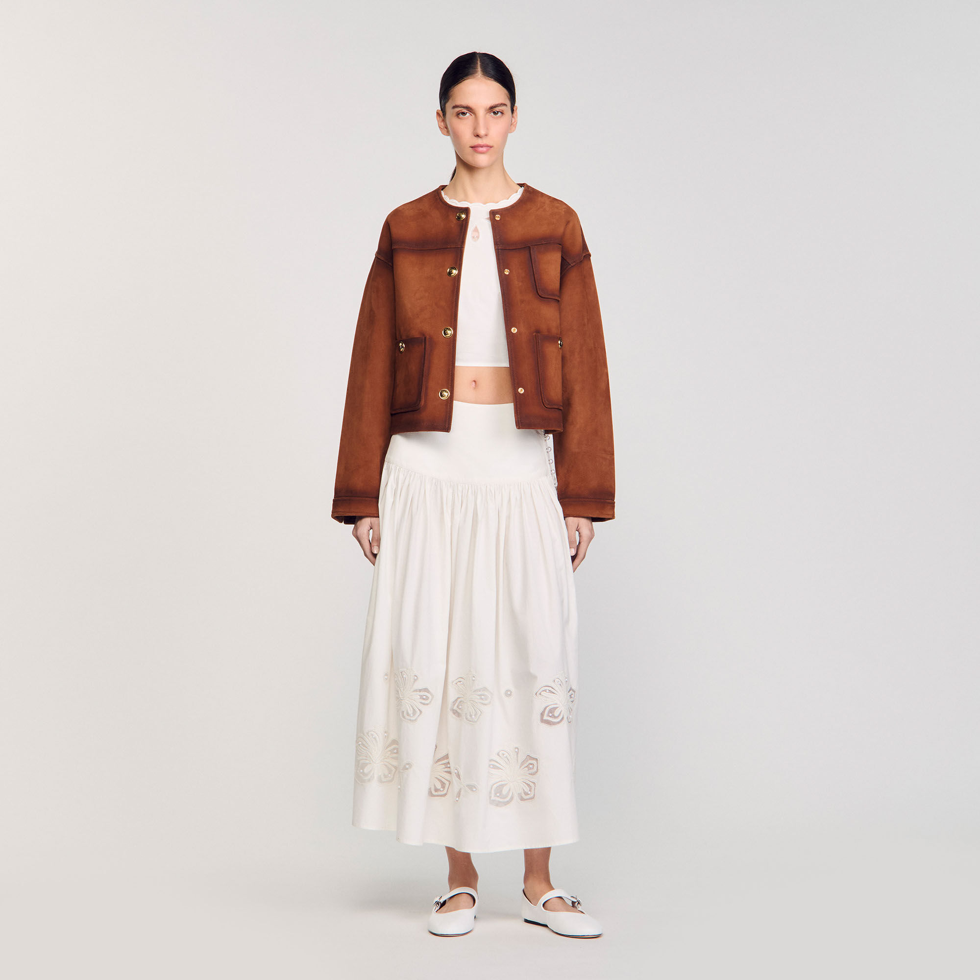 Long poplin skirt