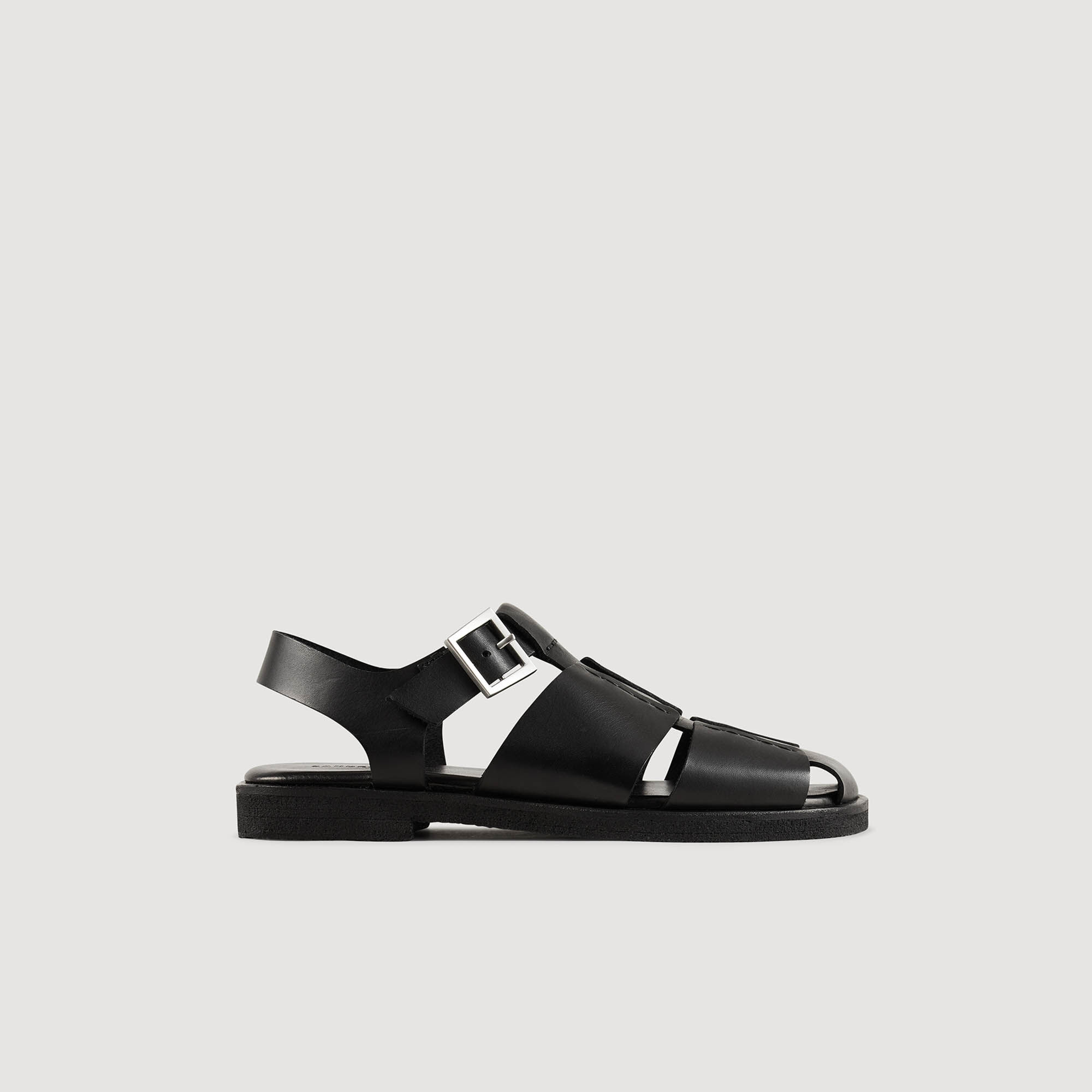 Leather Sandals black gray for Men Sandro Paris
