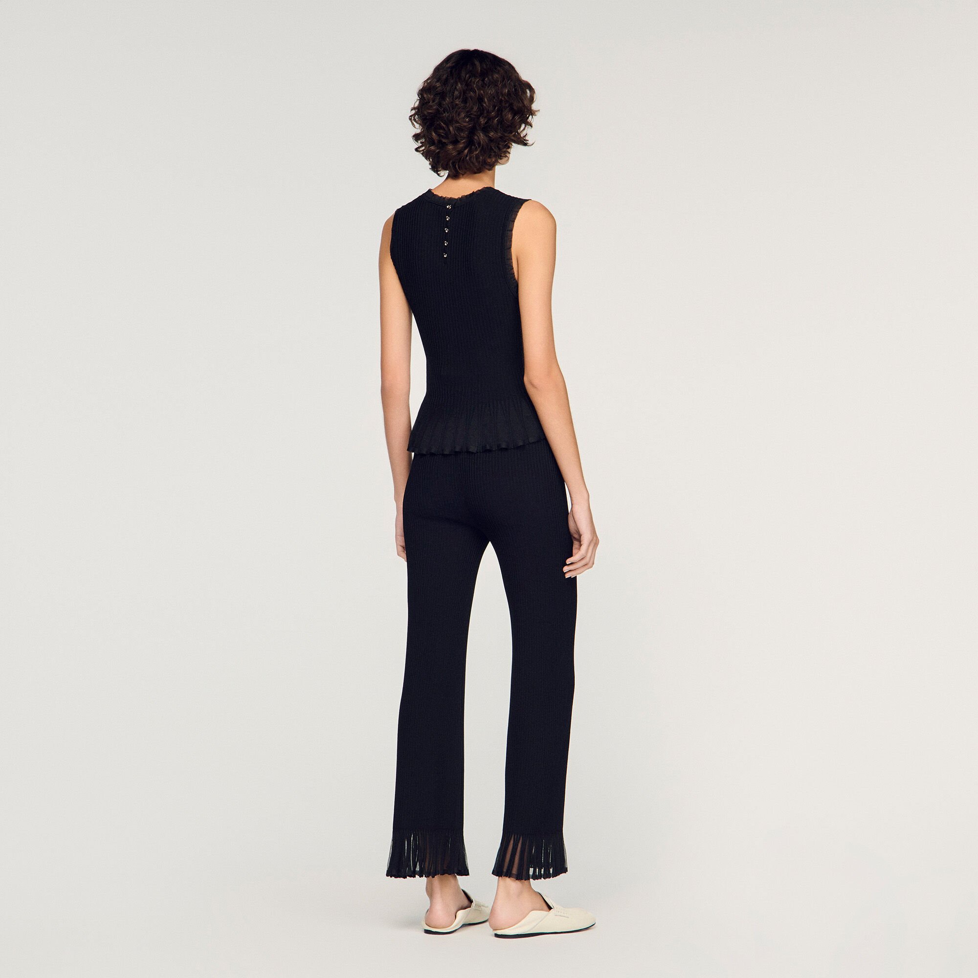 Ruffled ottoman knit sweater