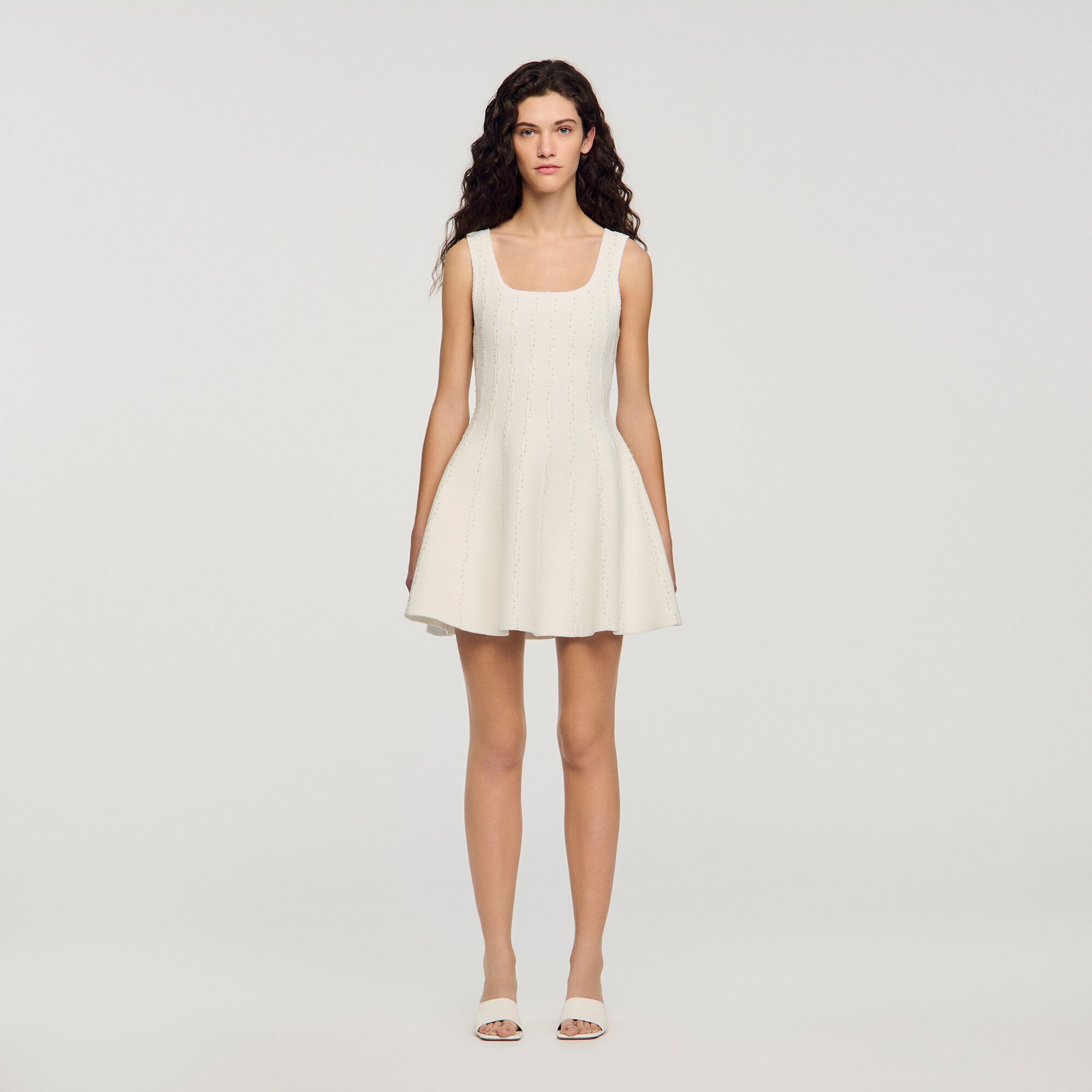 Beaded knit mini dress