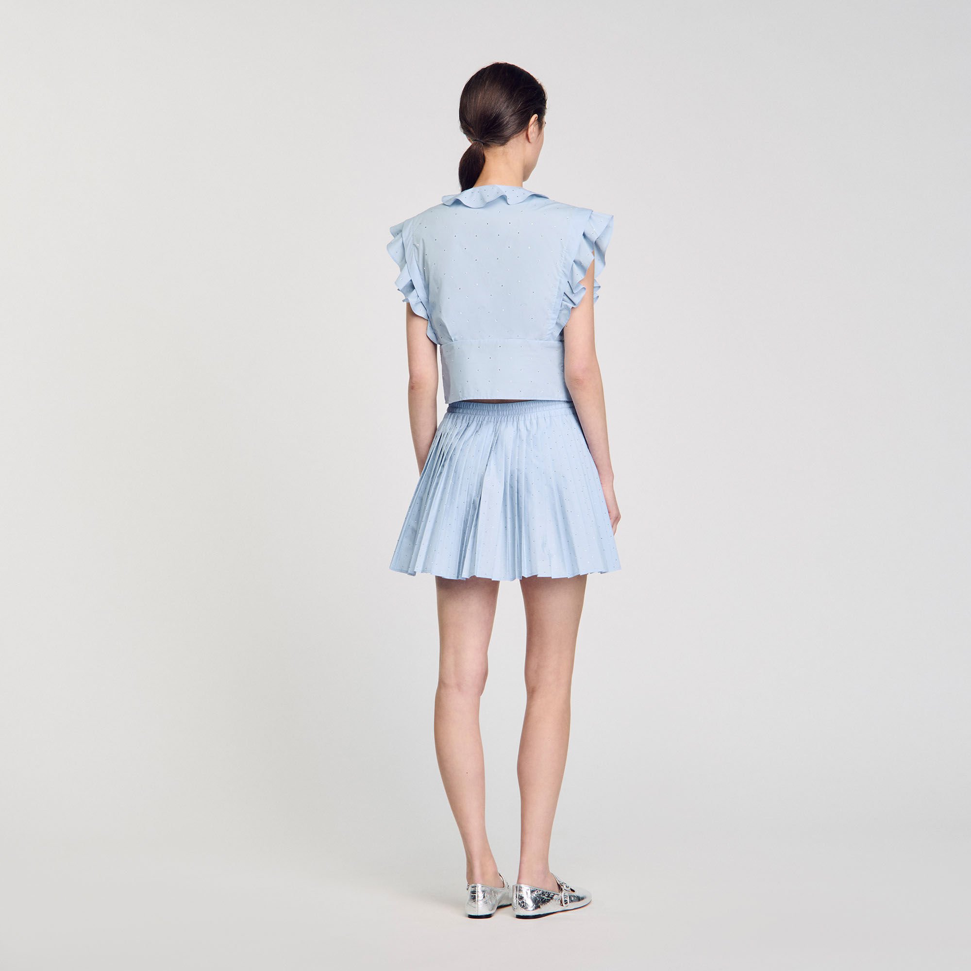【海外限定】Sandroスカート☆Draped-Waist Ruffled Linen-Blend Maxi frilled skirt white / beige For Women | Sandro Paris