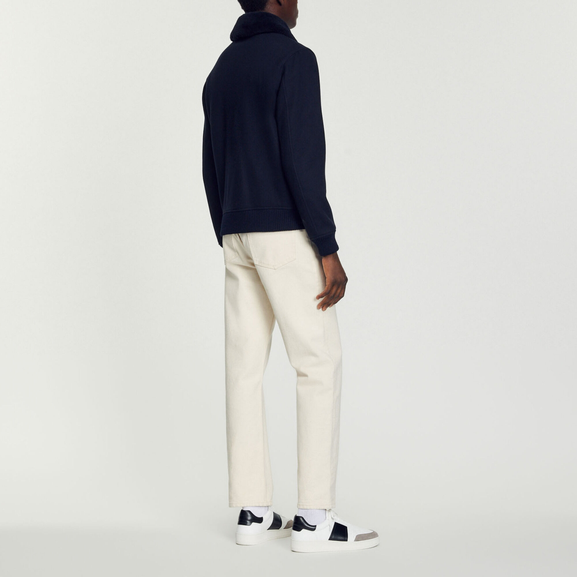 Aviator jacket with sheepskin collar