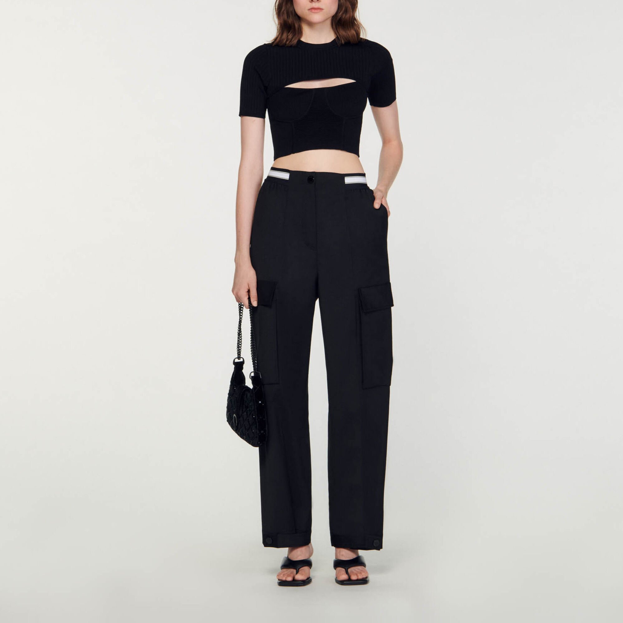 Cropped openwork jumper