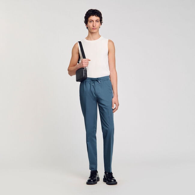 Elasticated straight-leg trousers