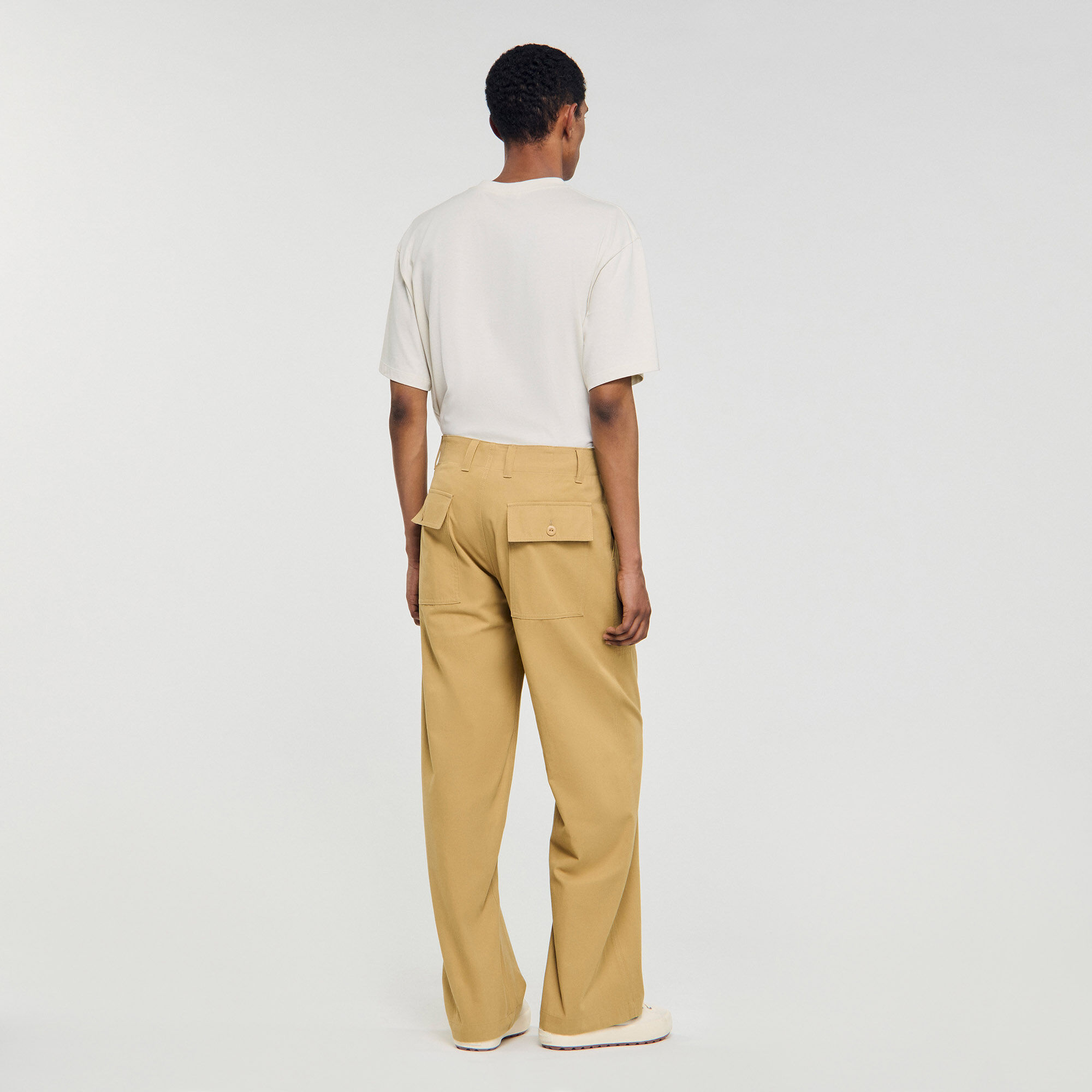 関税・送料込み!【国内発送】SANDRO Wide Leg パンツ Wide-leg cotton trousers yellow / orange for Men | Sandro Paris