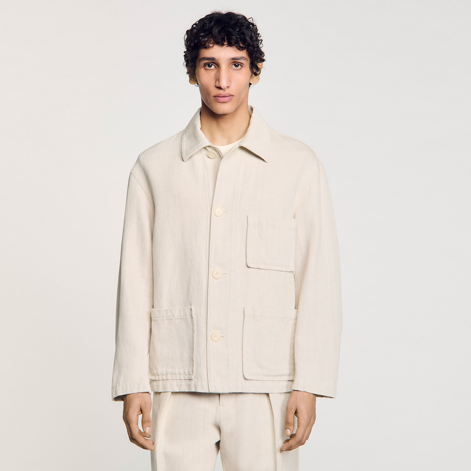 Worker jacket white / beige for Men | Sandro Paris