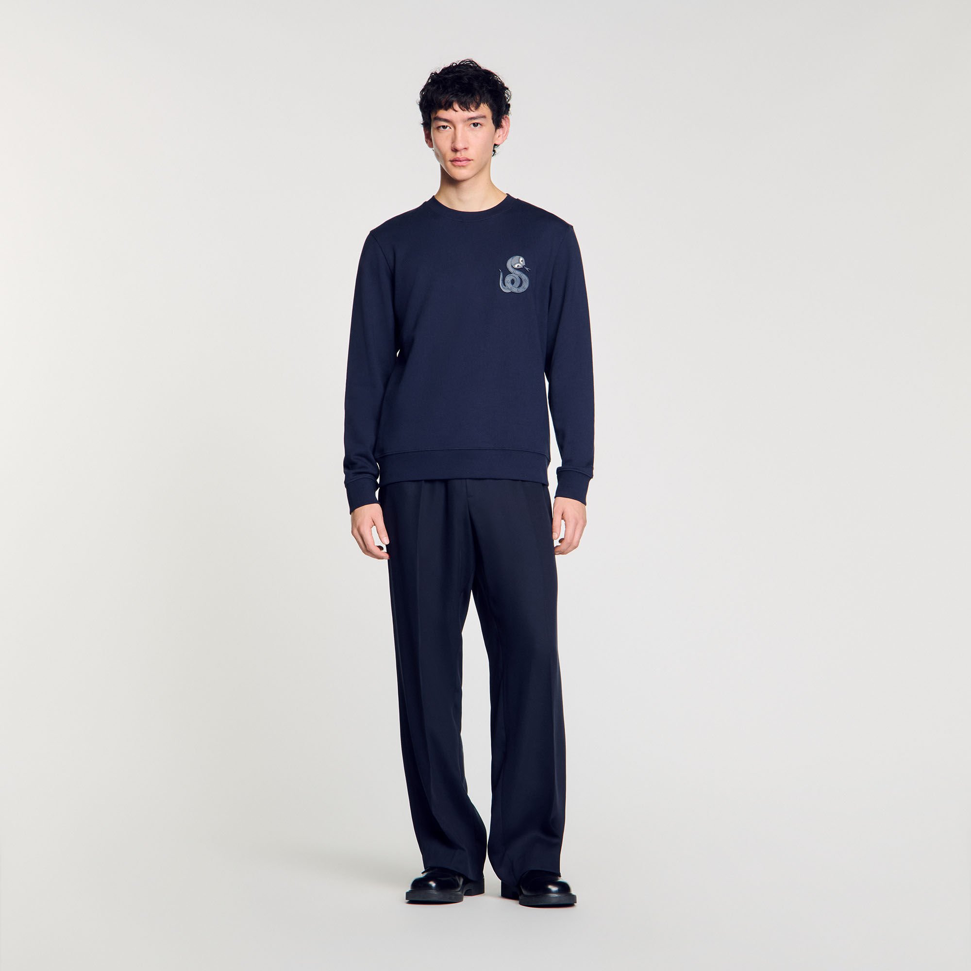 Jacket with snake detail blue for Men | Sandro Paris