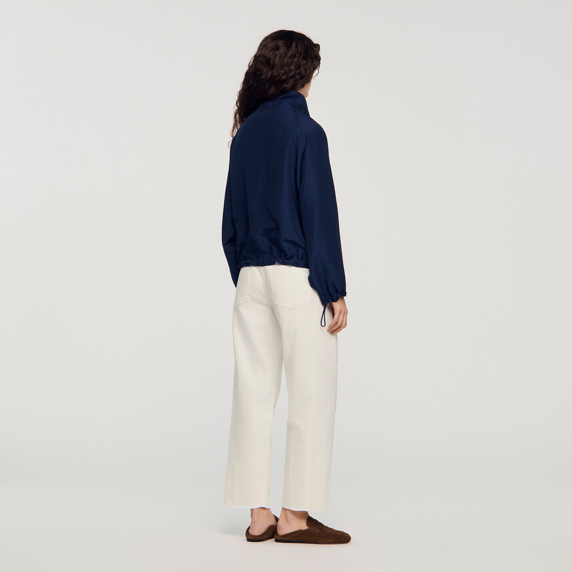 Embroidered collar oversized jacket in Sky Blue for Women | Sandro