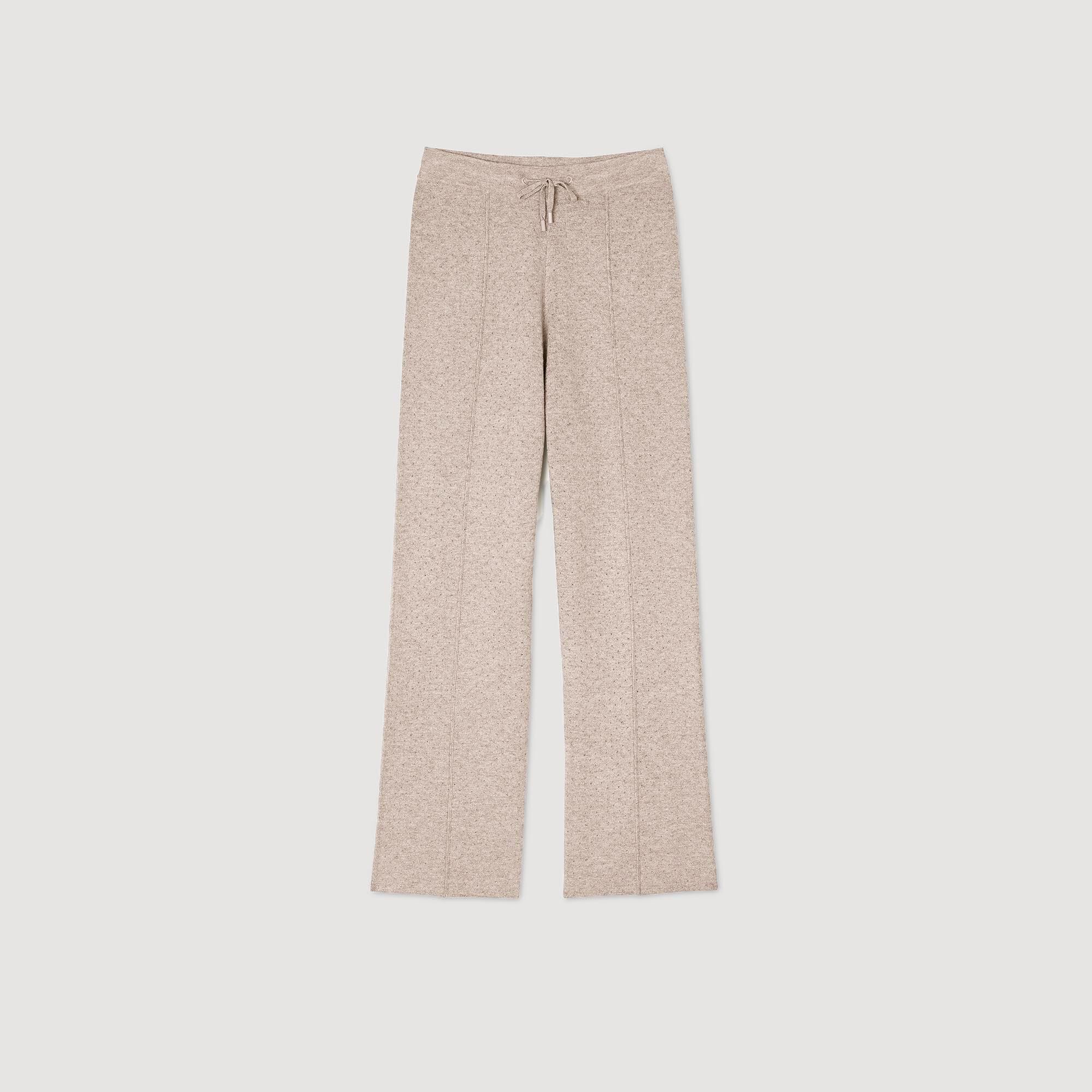 Knit rhinestone-covered trousers white / beige For Women