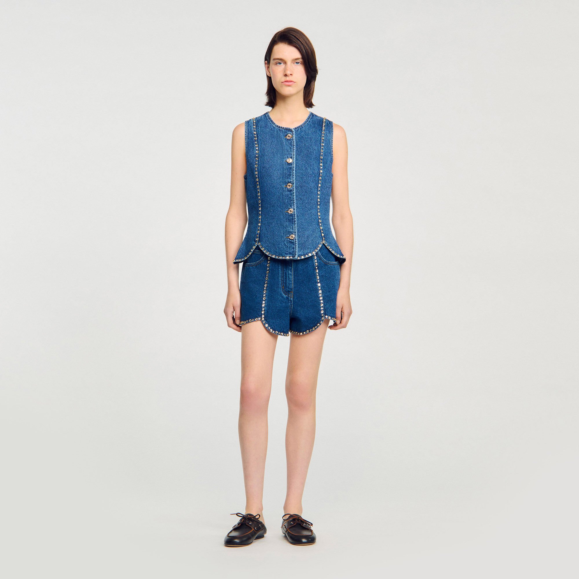 Rhinestone denim top