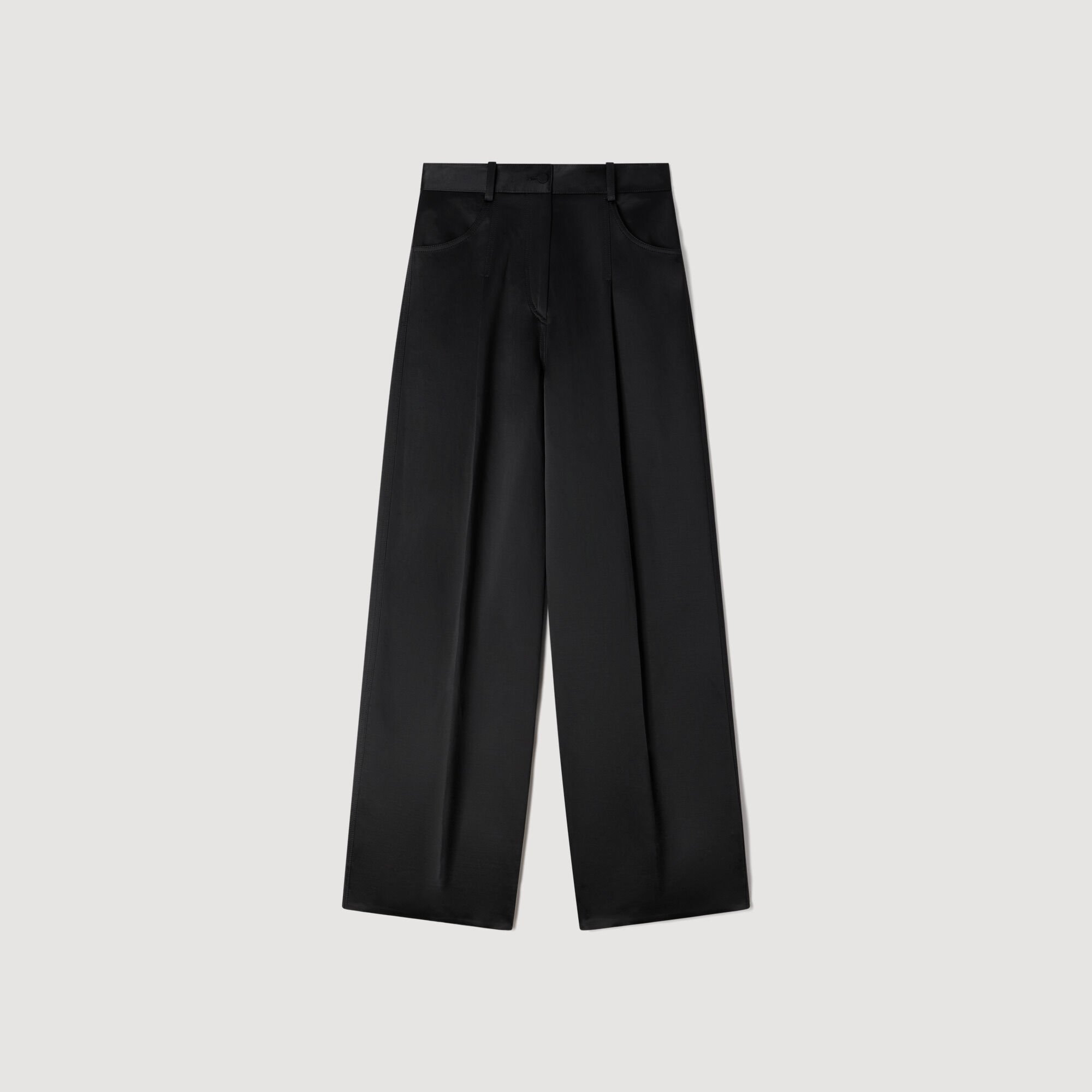 Satin-effect wide-leg trousers