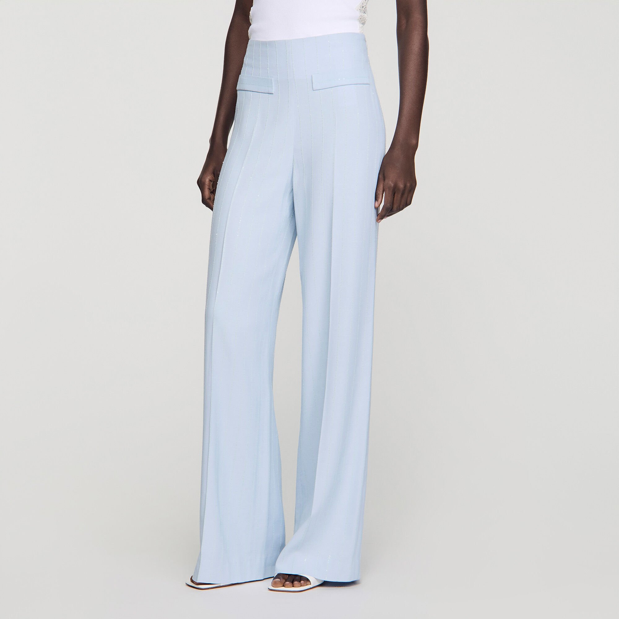 Striped sequin trousers