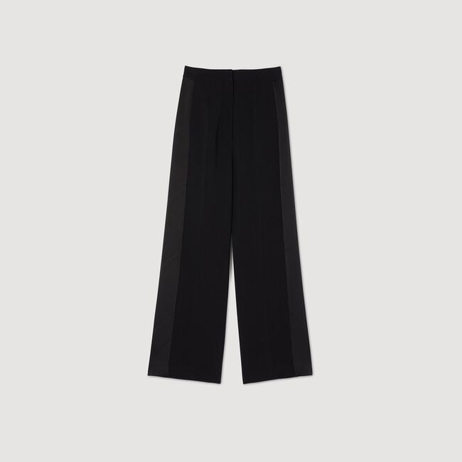 Wide-leg satin side stripe trousers