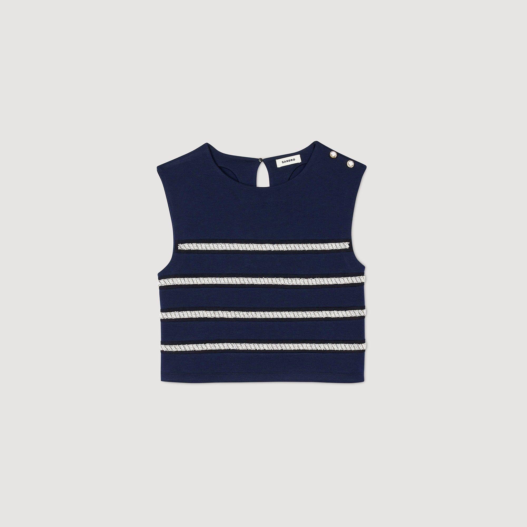Sleeveless striped T-shirt