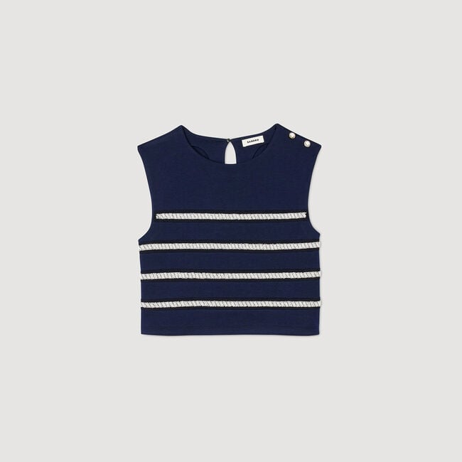 Sleeveless striped T-shirt