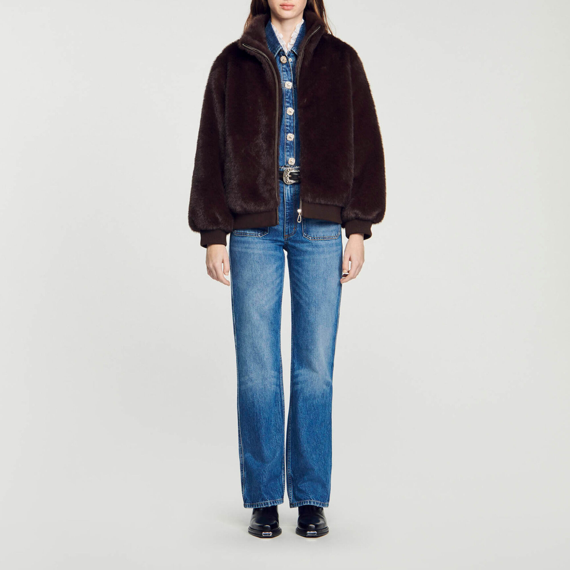 Faux fur jacket brown For Women Sandro Paris