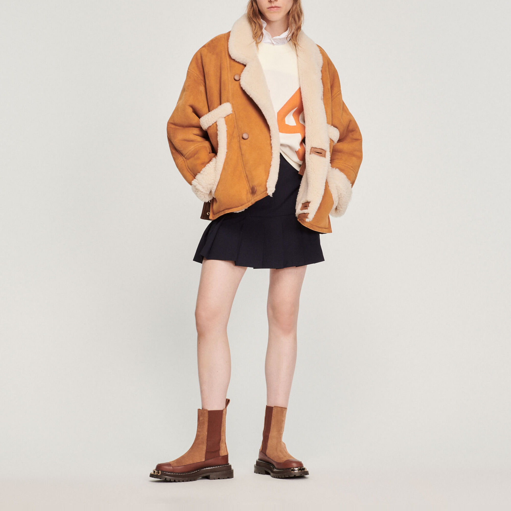 Short sheepskin coat