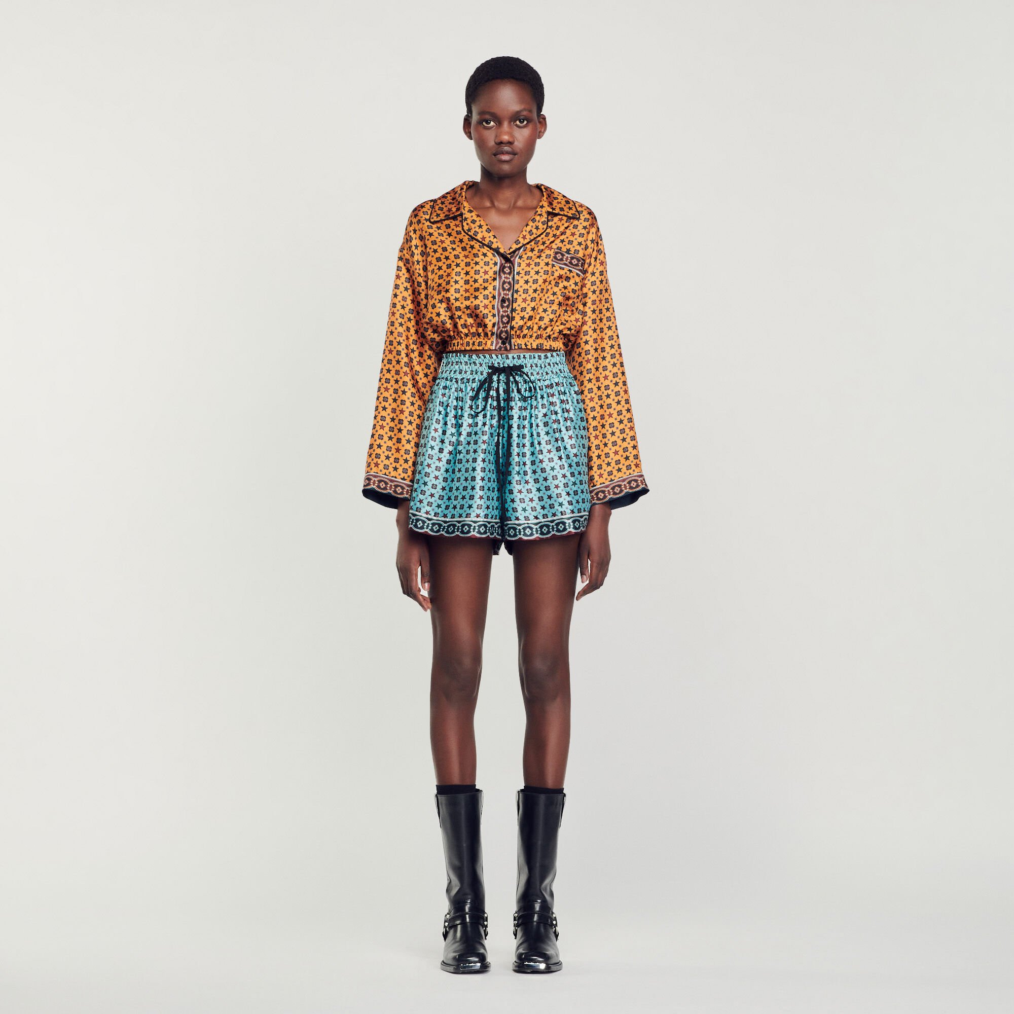 Printed cropped shirt