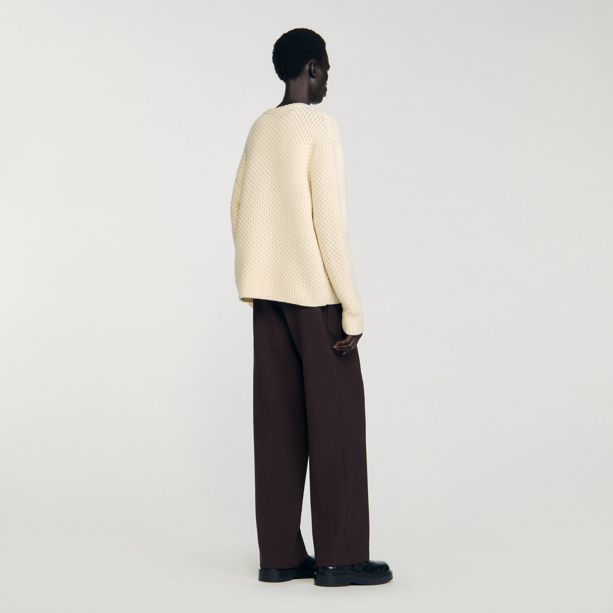 Honeycomb stitch wool sweater