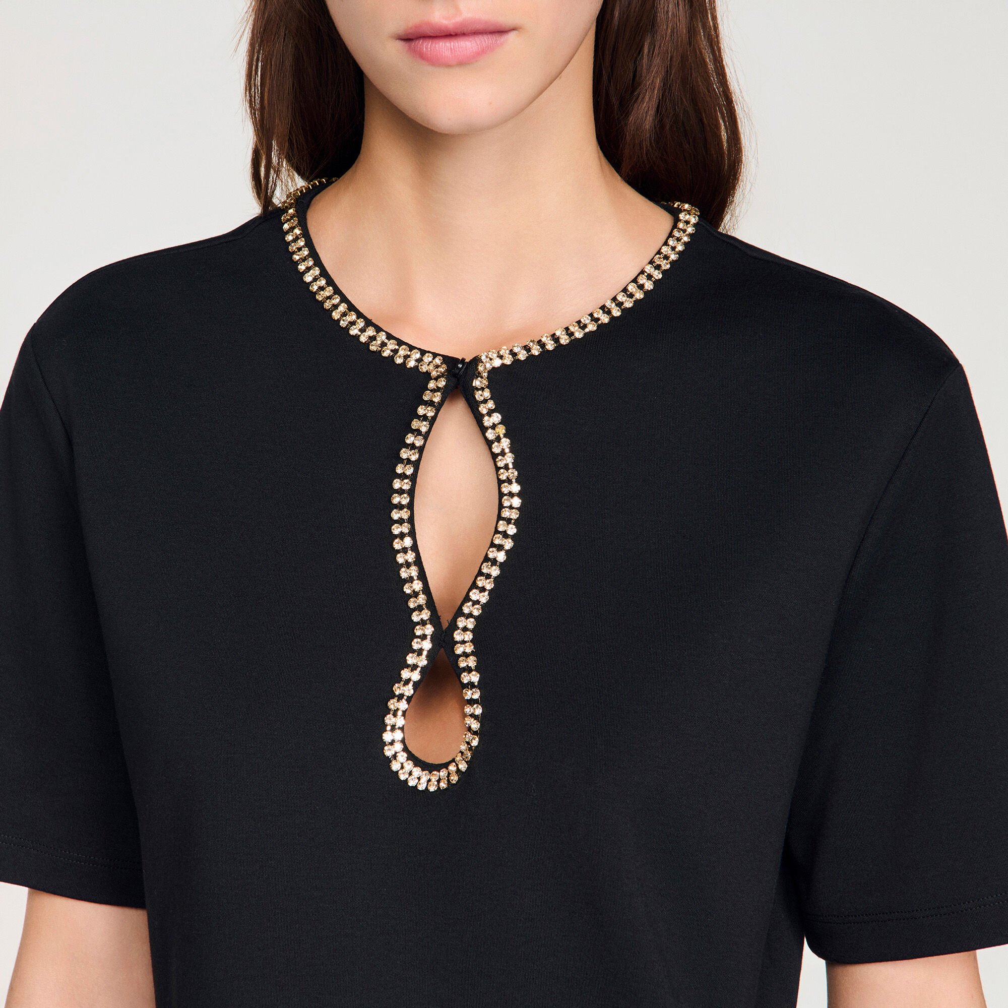 Rhinestone cropped T-shirt