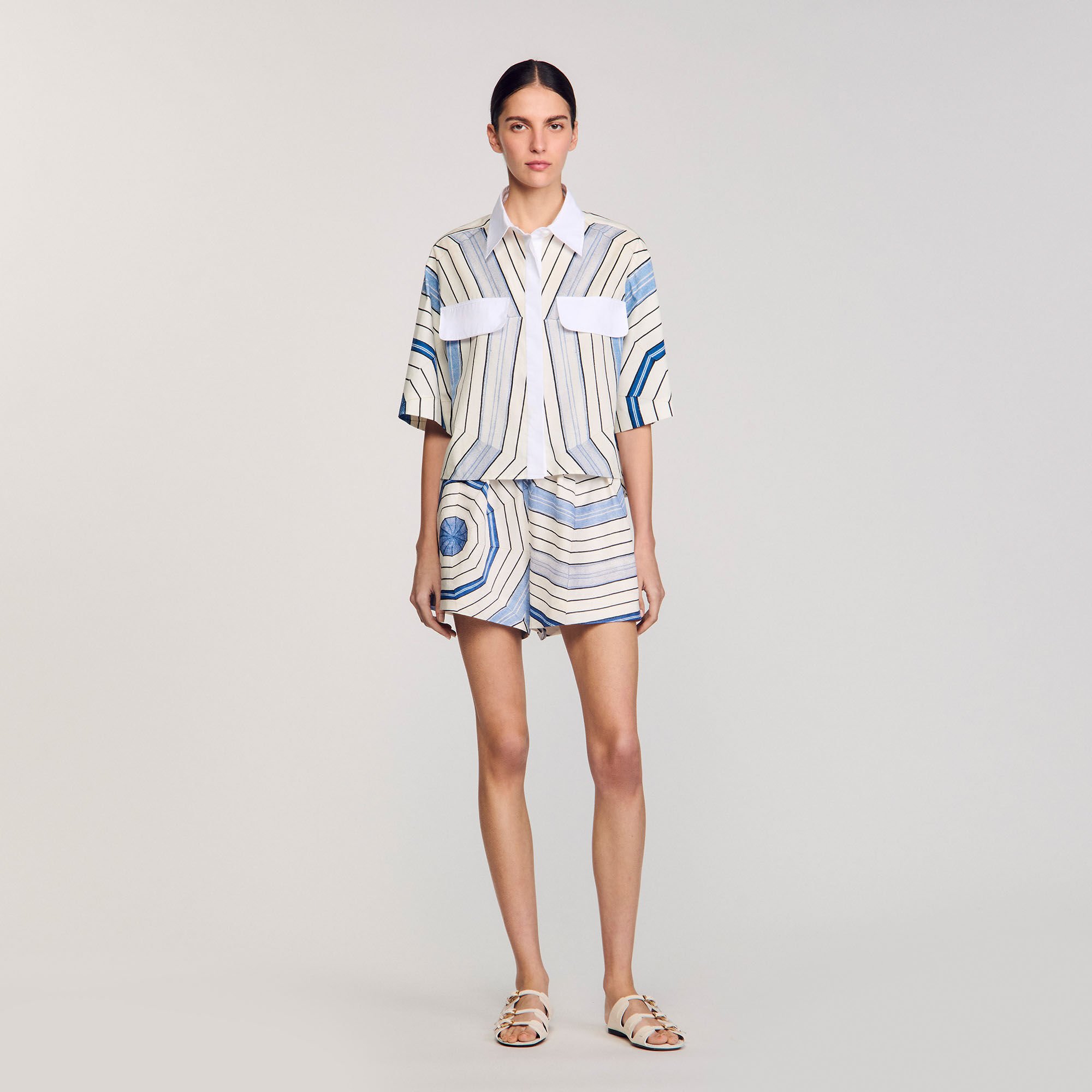 Spiral-motif silk shirt
