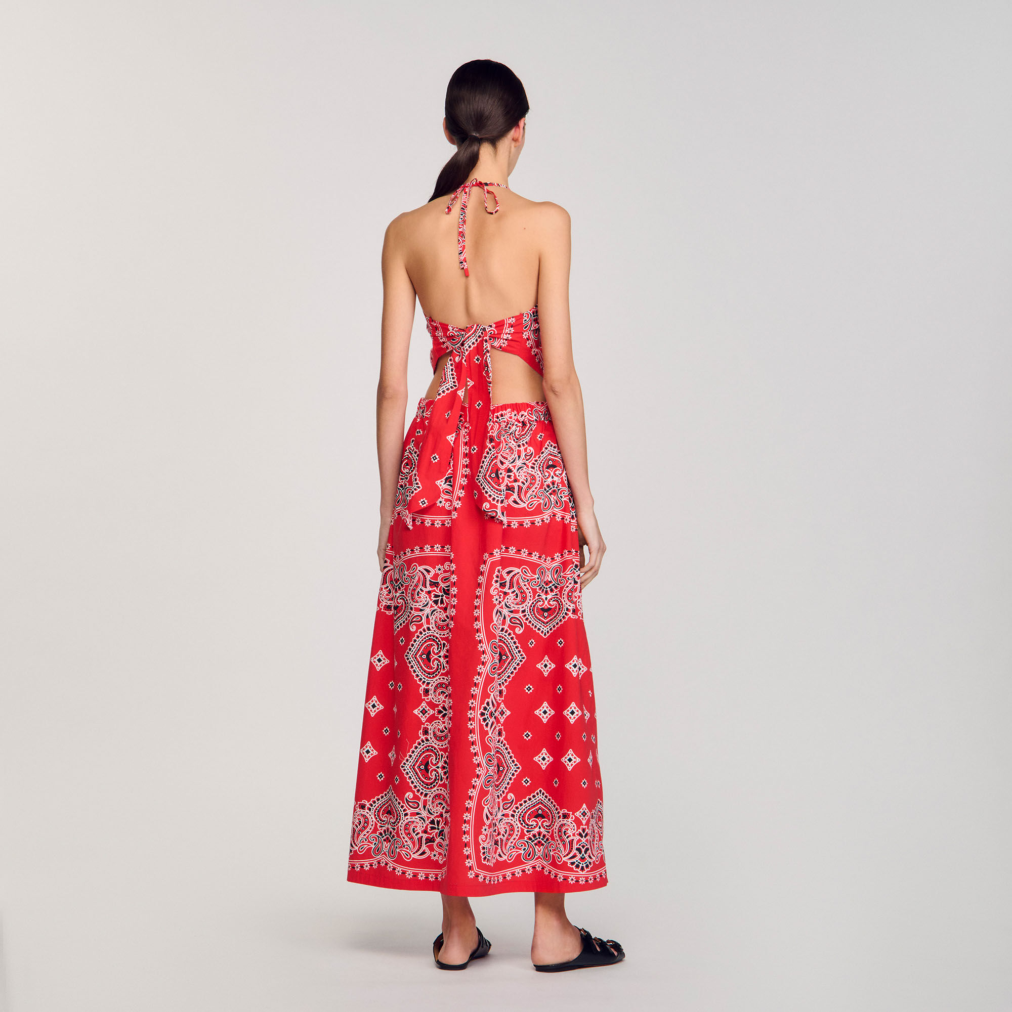 Bandana-print maxi dress red For Women | Sandro Paris