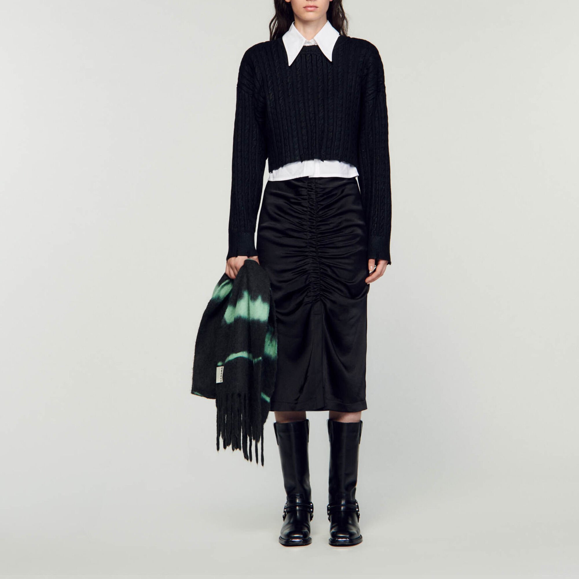 Cropped knit sweater