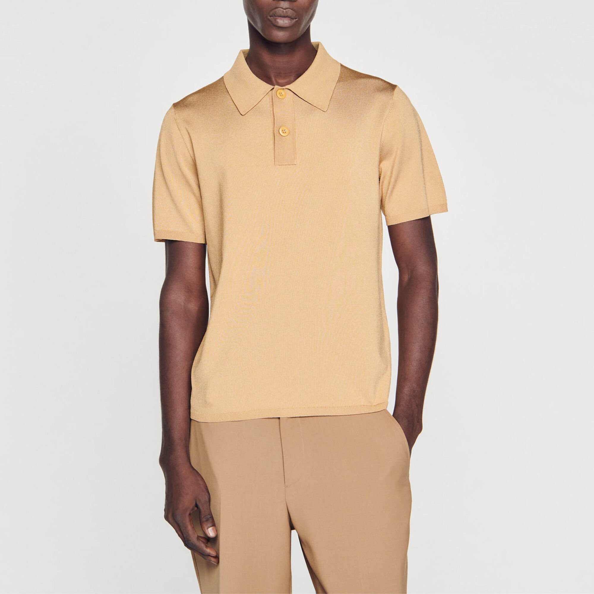 Short-sleeve knitted polo shirt