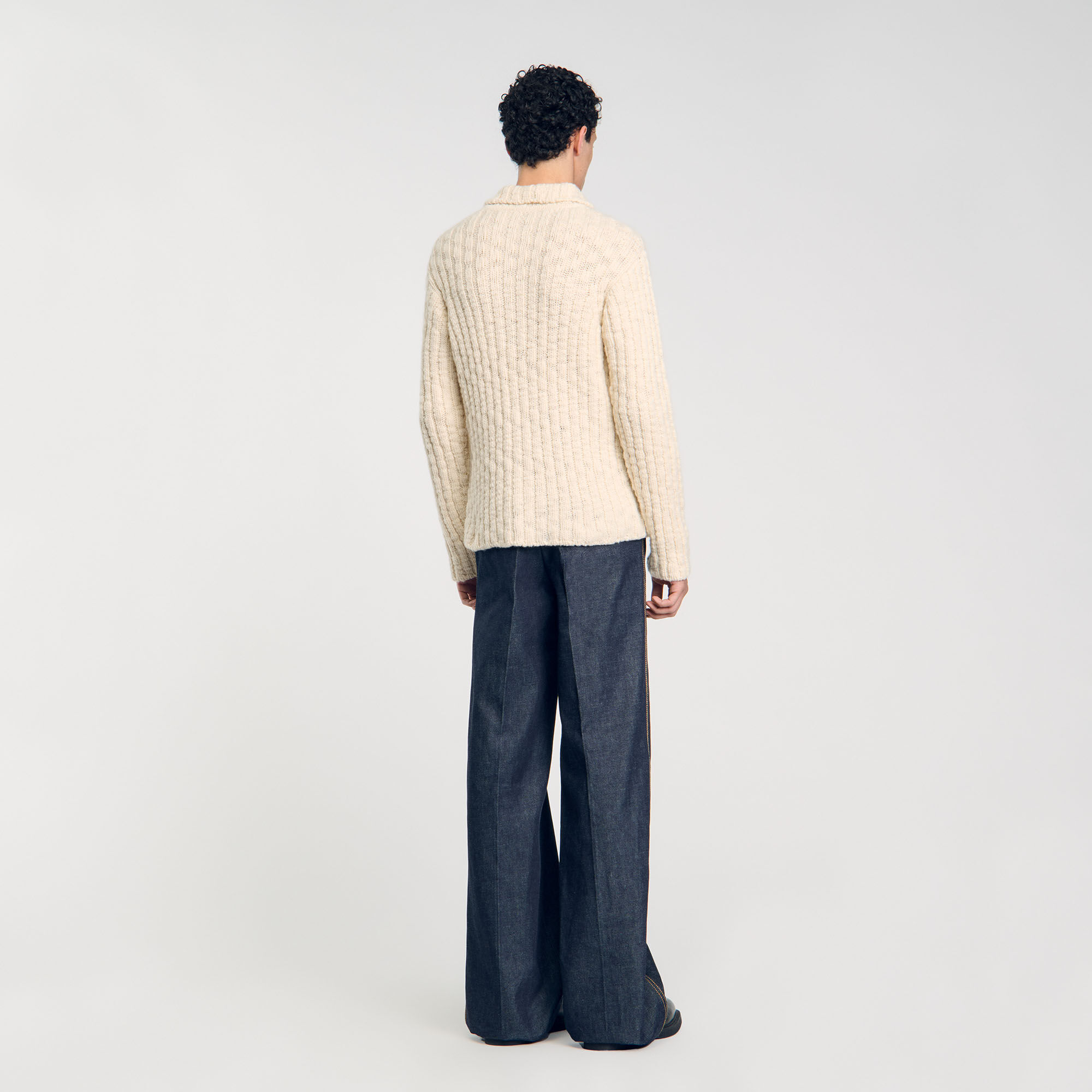 Chunky knit polo neck sweater